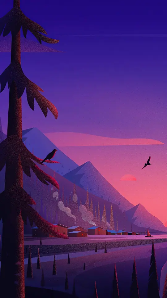 Twilight Mountain Village - Related Dope Wallpapers wallpaper