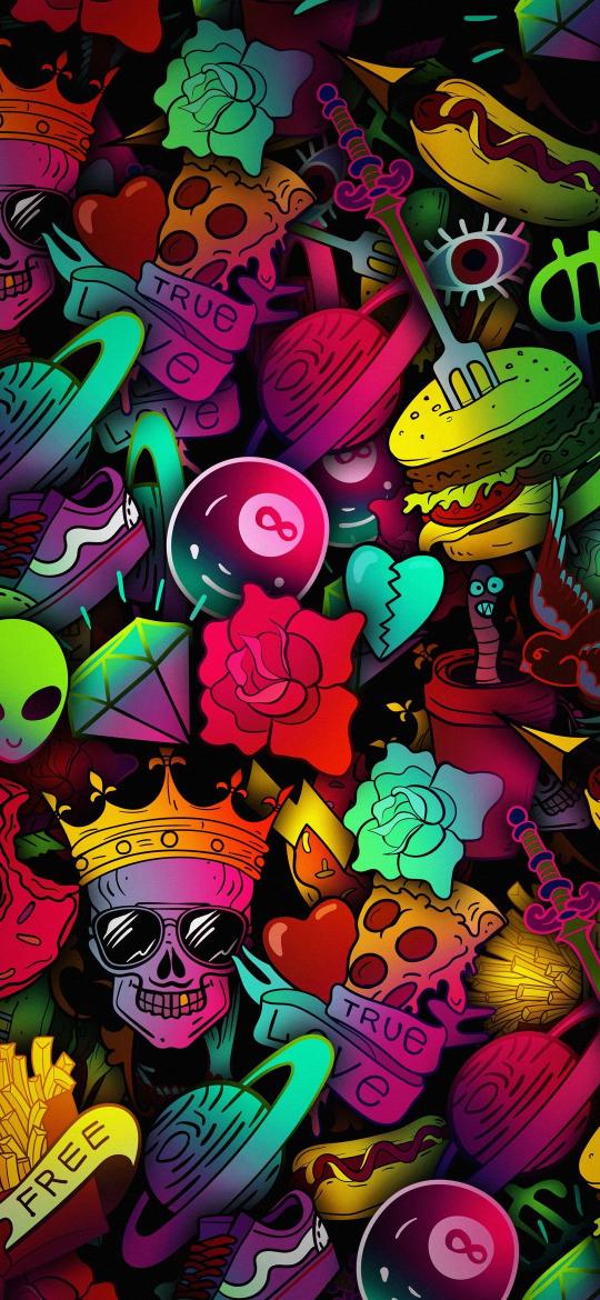 Vibrant Doodle Collage - Related Dope Wallpapers wallpaper