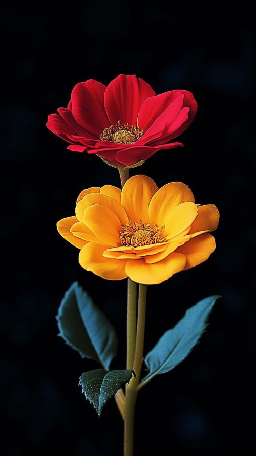 Vibrant Dual Bloom - minimal Wallpaper