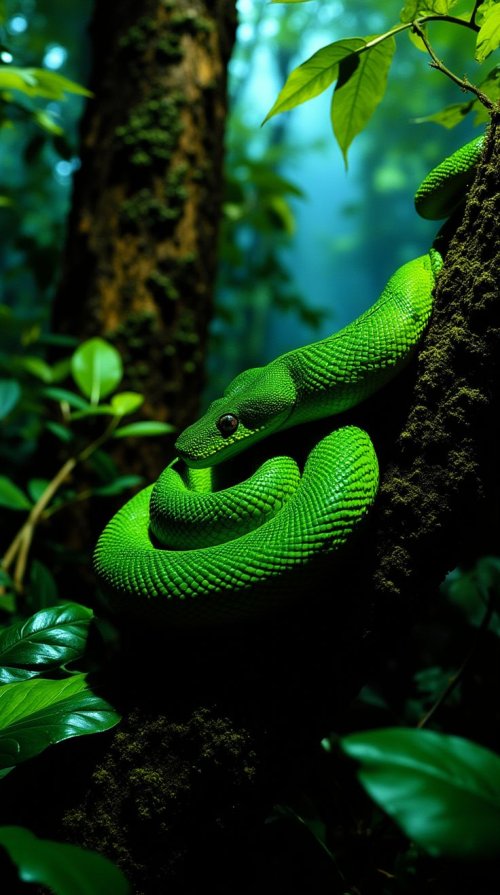 Vibrant Green Serpent - animals Wallpaper