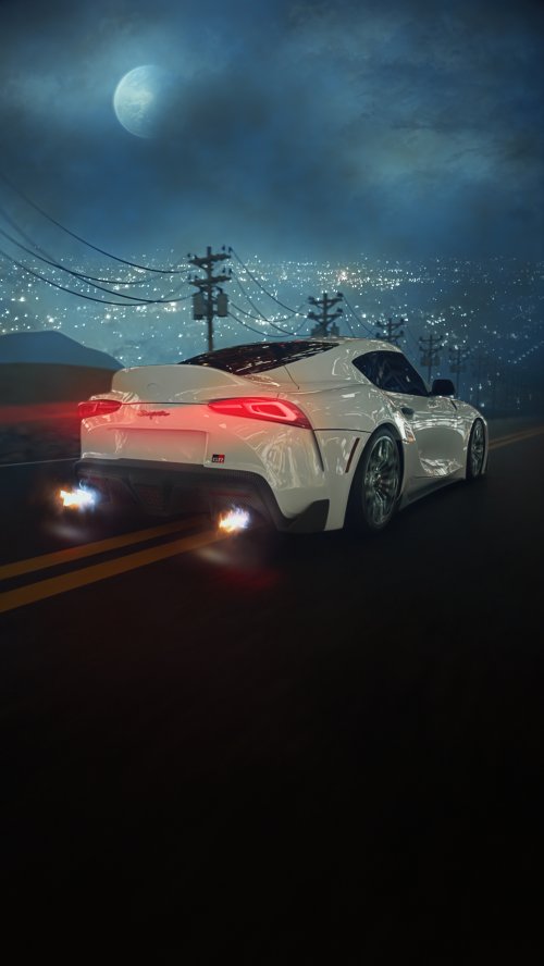 White Supra Night Drive - cars Wallpaper