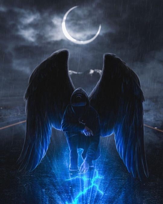 Winged Figure Under Moonlight - Related Dope Wallpapers wallpaper