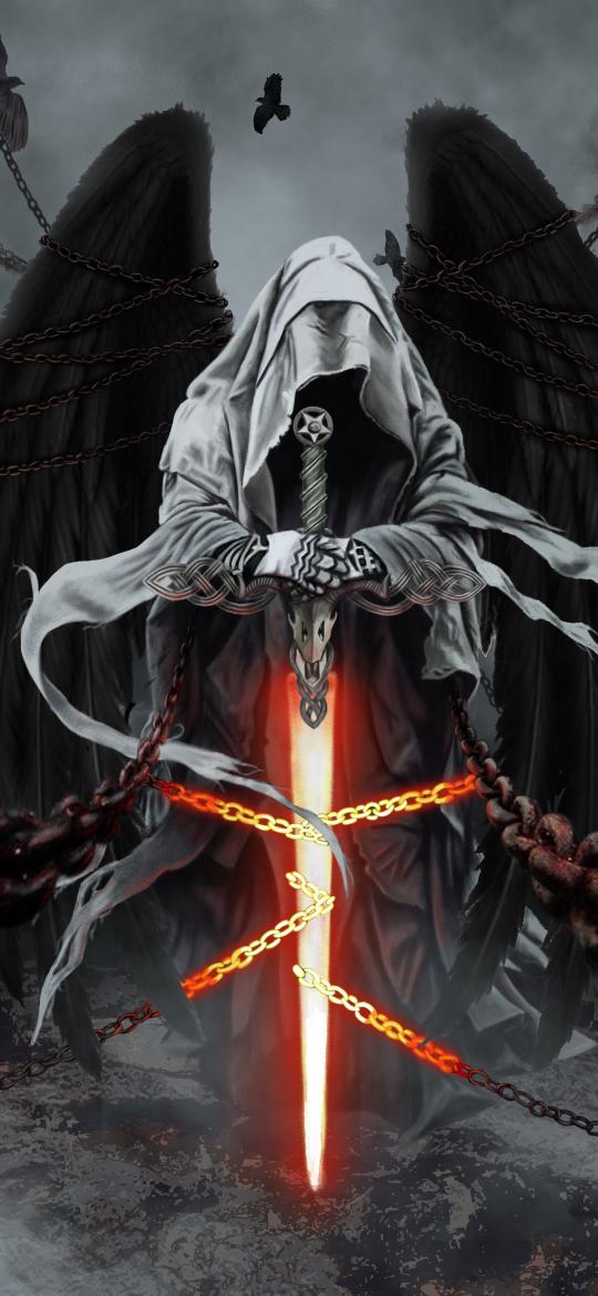 Winged Reaper's Glowing Sword - Related 4K Wallpapers wallpaper