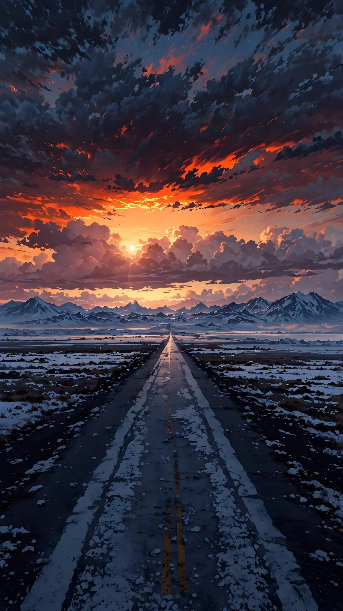 Winter Road Sunset - Related Dope Wallpapers wallpaper