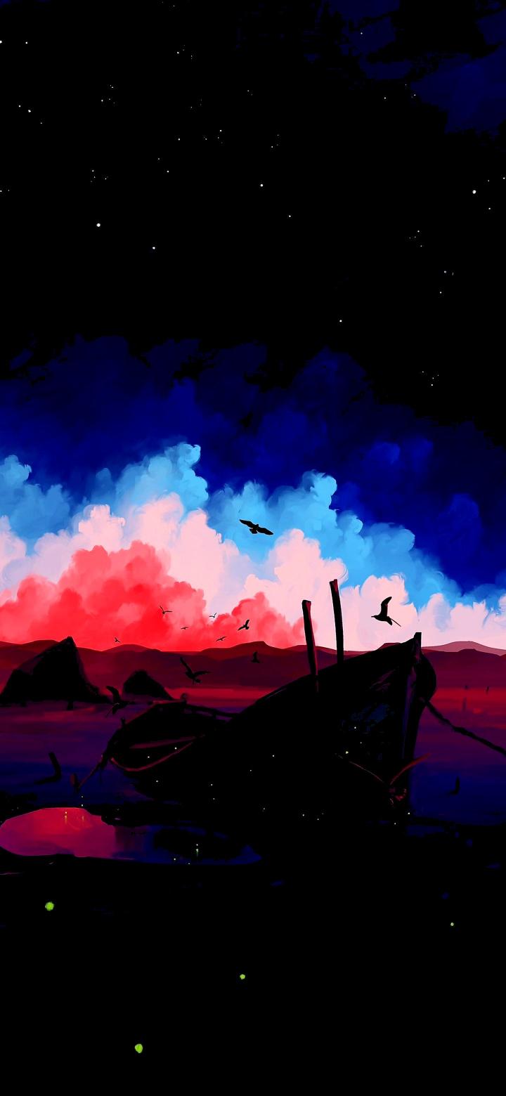 Wrecked Ship Silhouette Night - Related Dope Wallpapers wallpaper