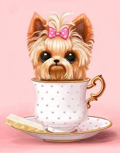 Yorkie in Teacup - Dog Wallpaper