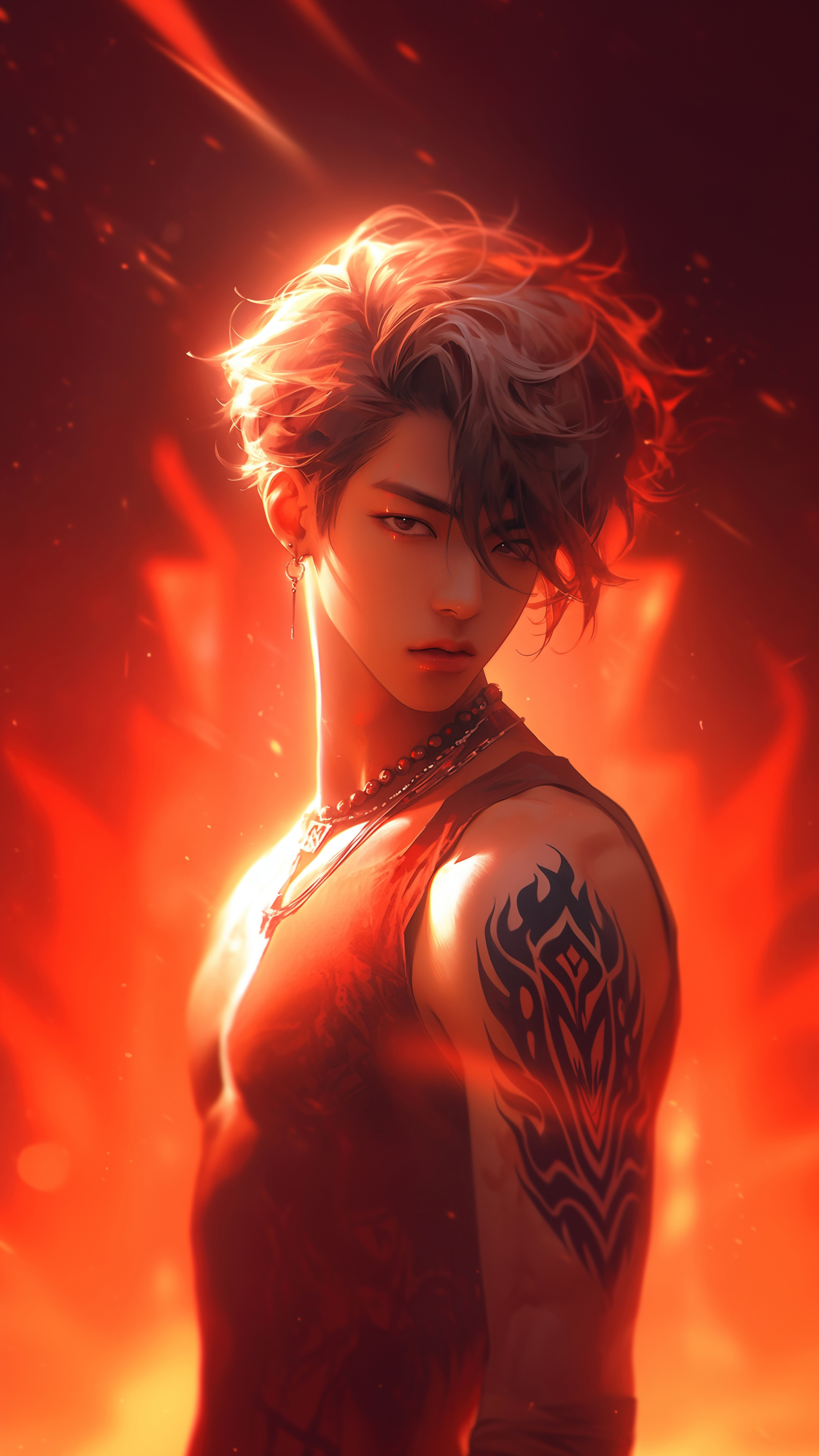 Fiery Anime Boy Portrait - anime boy wallpaper for Ghetto Wallpapers