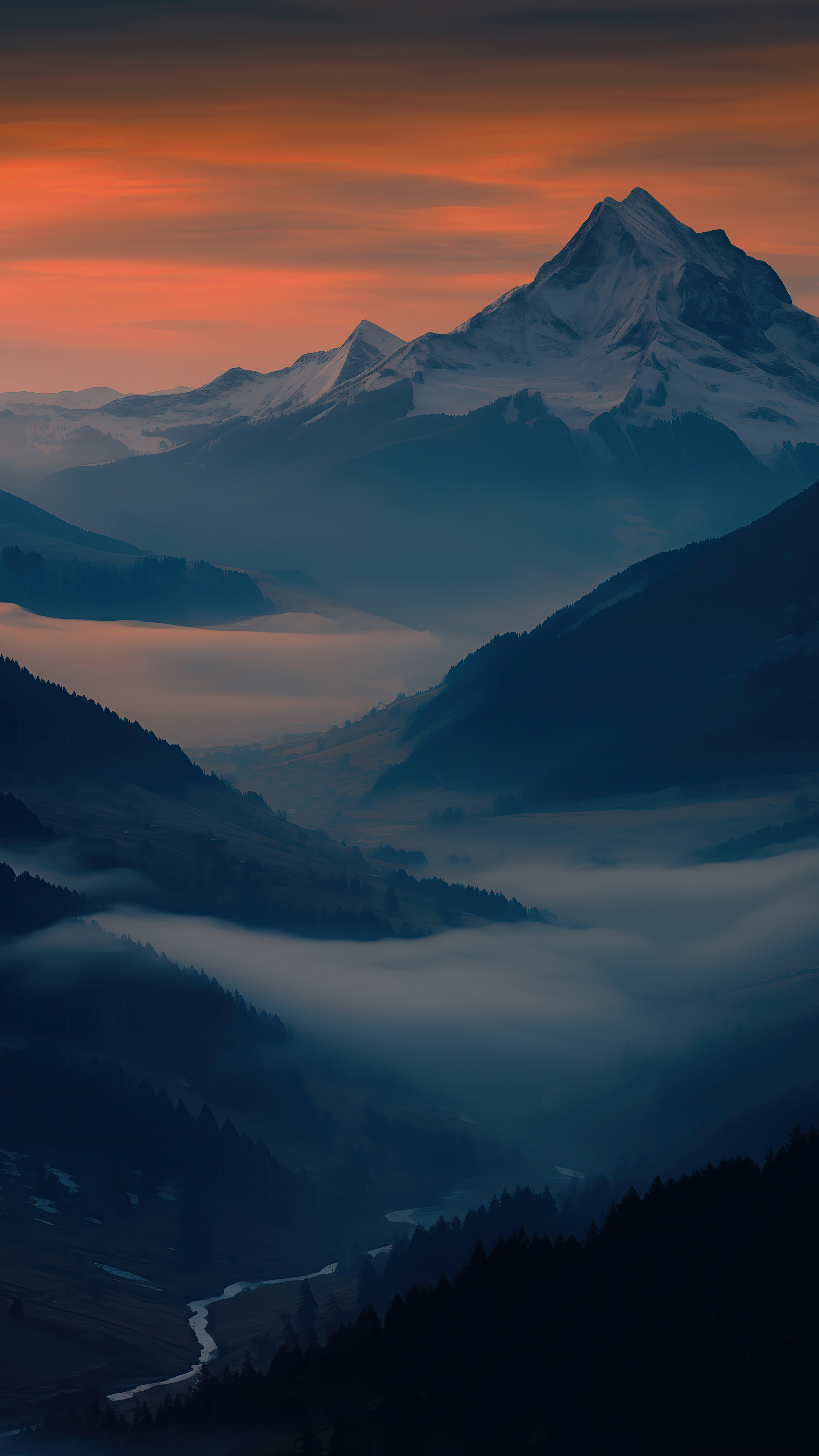Misty Mountain Sunset View - landscape wallpaper for Ghetto Wallpapers
