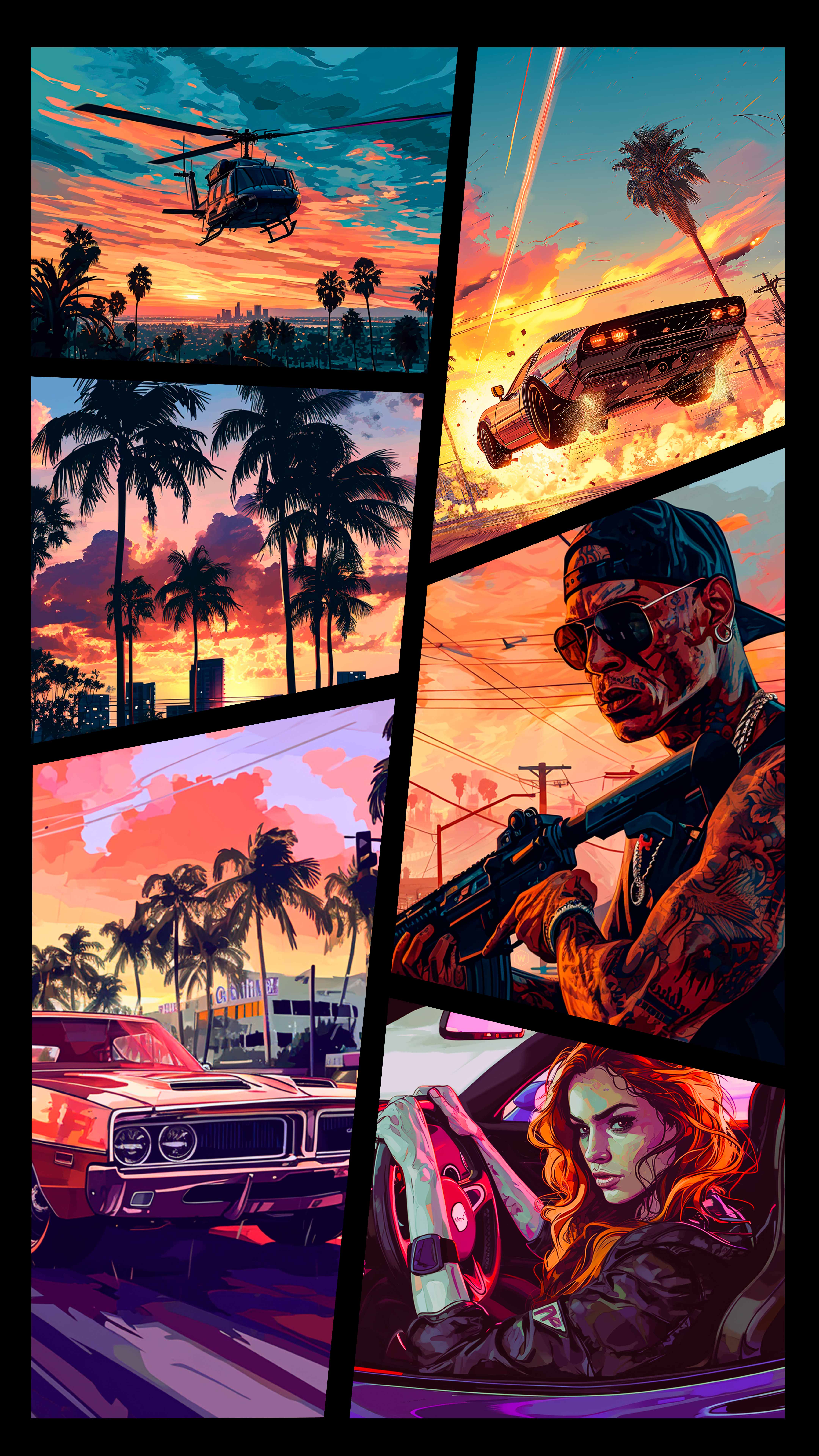 Vibrant Urban Action Collage - gaming wallpaper for Ghetto Wallpapers