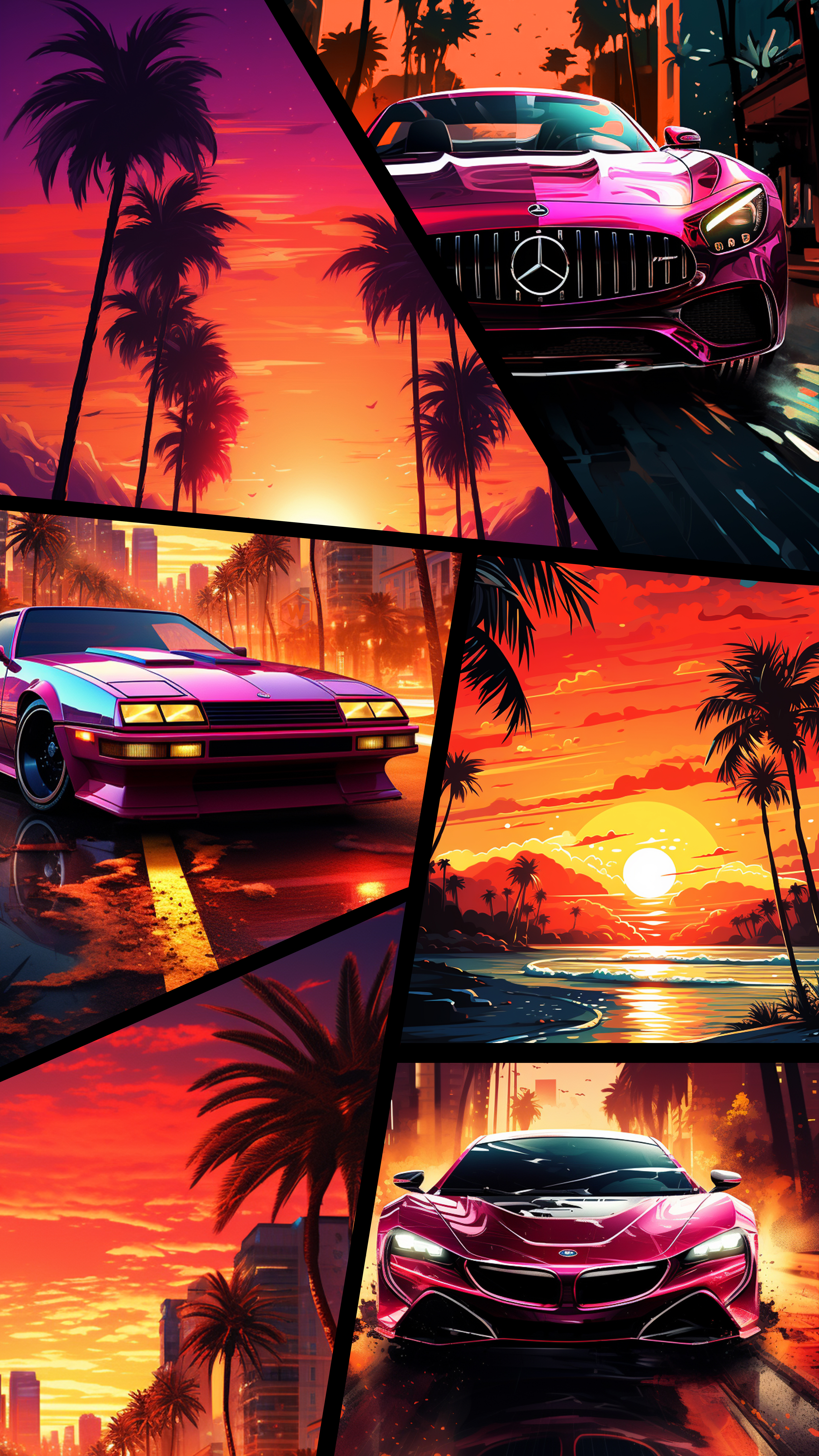 Neon Sunset Luxury Cars - gaming wallpaper for Ghetto Wallpapers