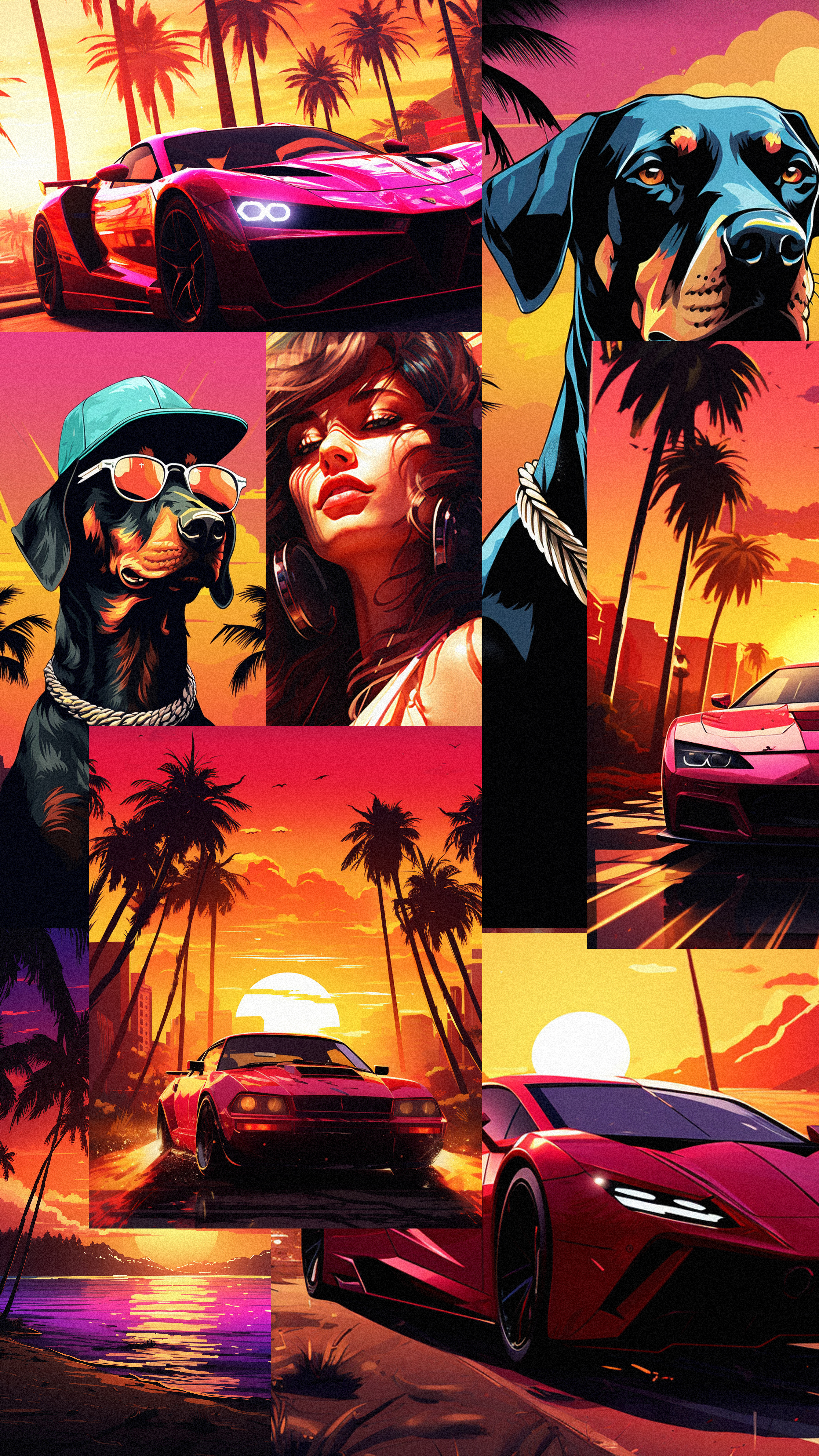 Retro Synthwave Summer Collage - gaming wallpaper for Ghetto Wallpapers