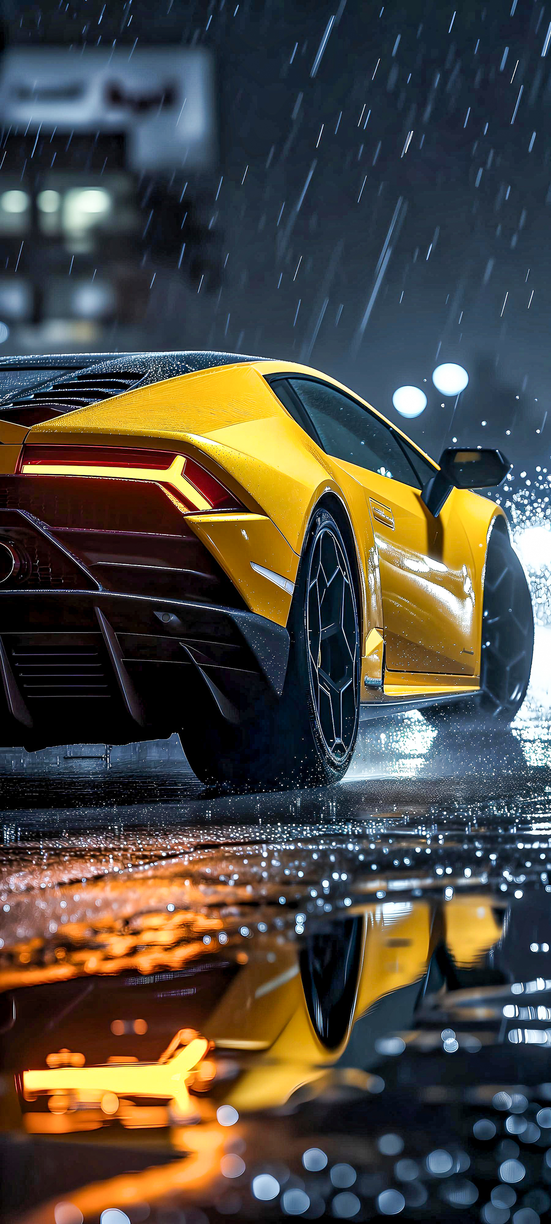 Yellow Lamborghini Rain Drive - lamborghini wallpaper for Ghetto Wallpapers
