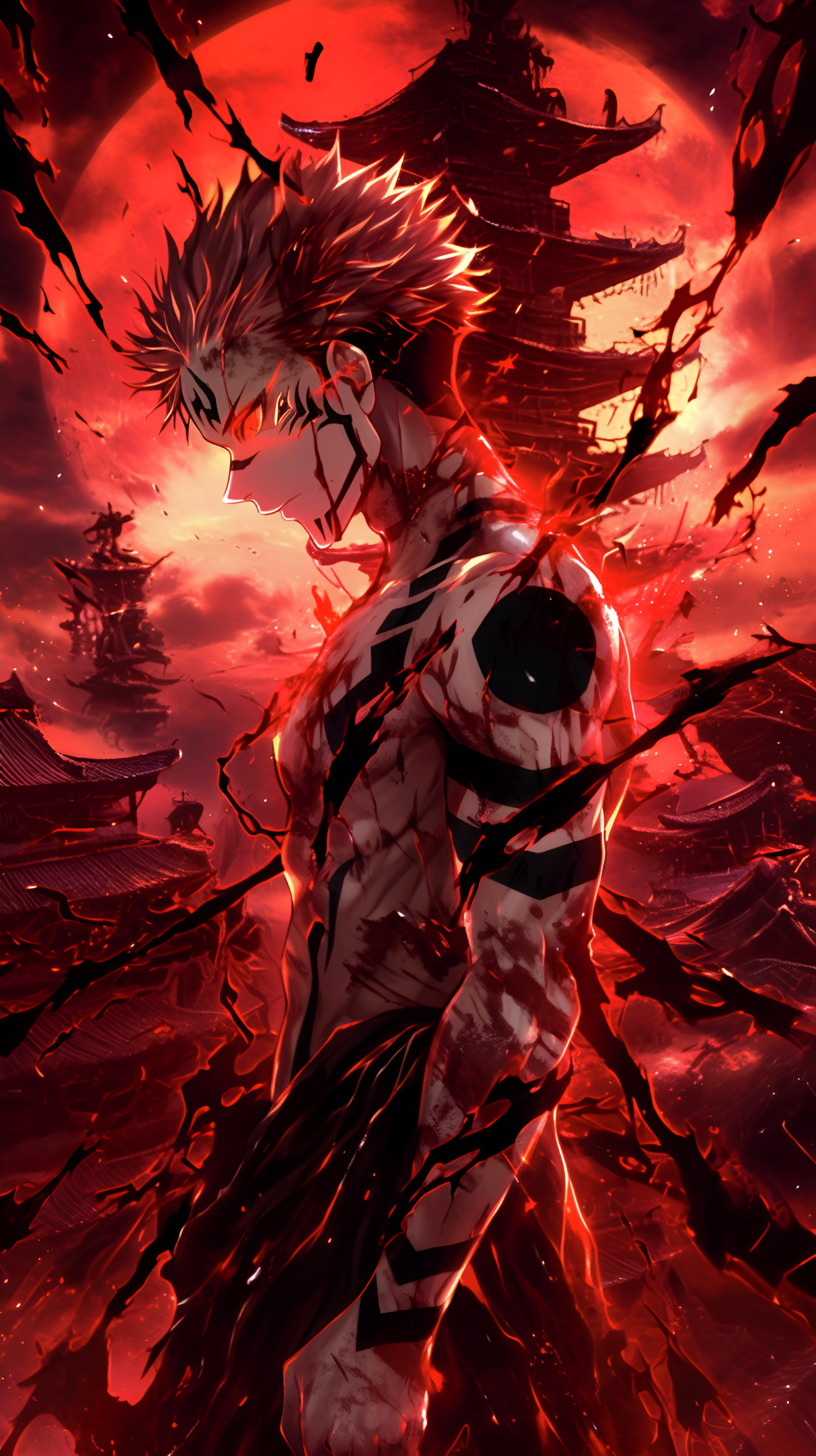 Sukuna Red Moon Aura - jujutsu kaisen wallpaper for Ghetto Wallpapers