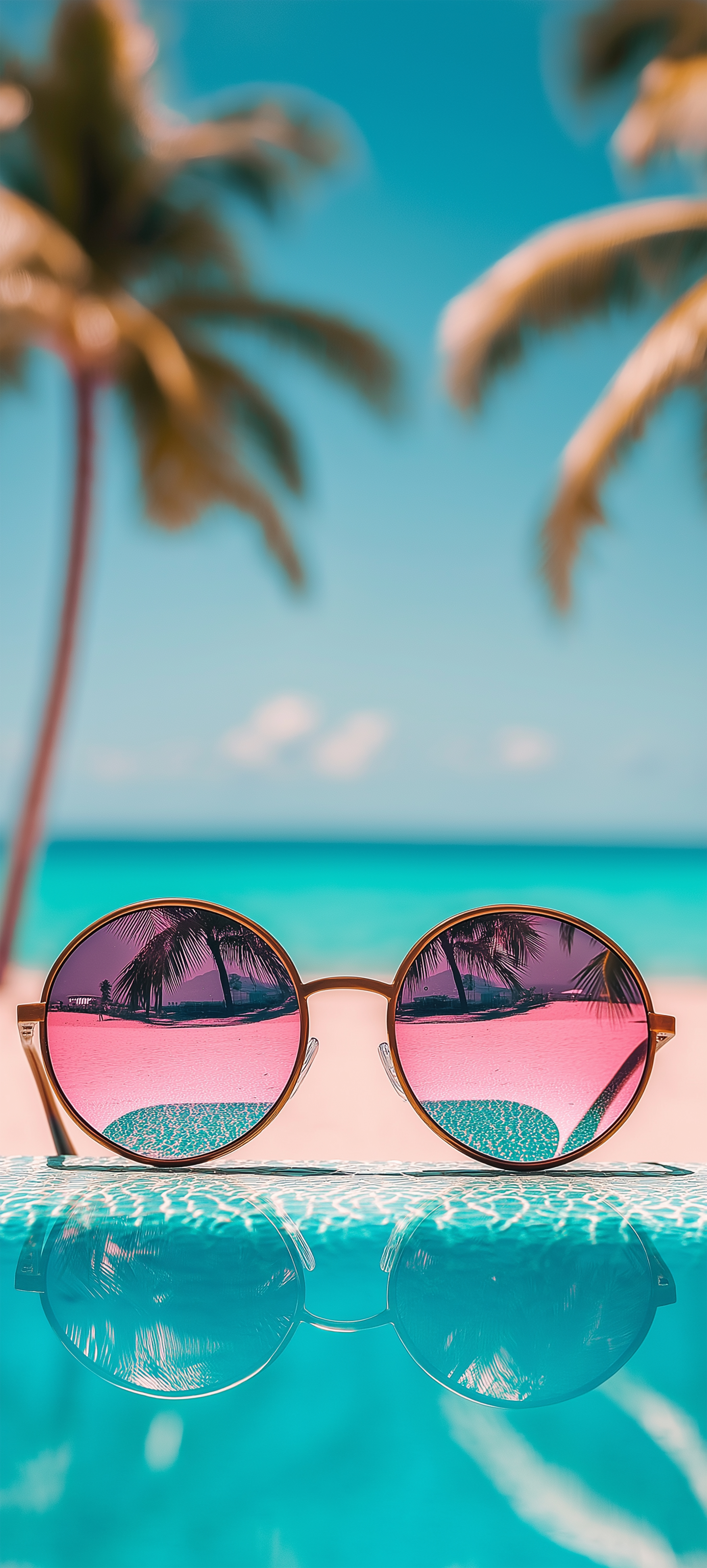 Tropical Beach Sunglasses Reflection - beach wallpaper for Ghetto Wallpapers