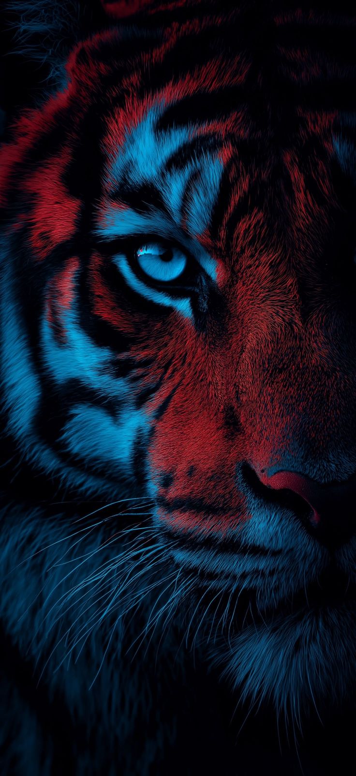 Neon Red Blue Tiger - tiger wallpaper for Ghetto Wallpapers