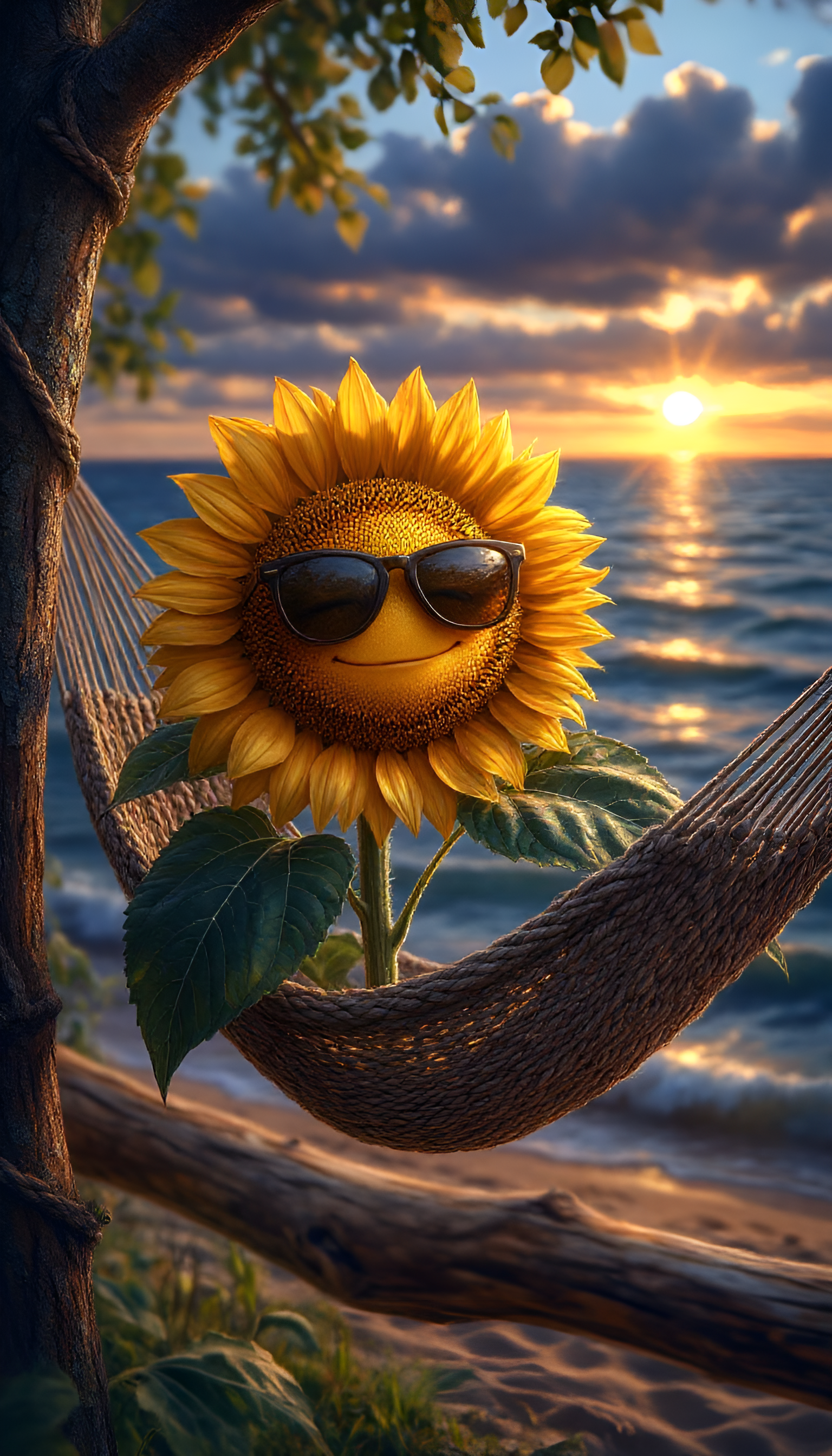 Sunflower Relaxing in Hammock - beach wallpaper for Ghetto Wallpapers