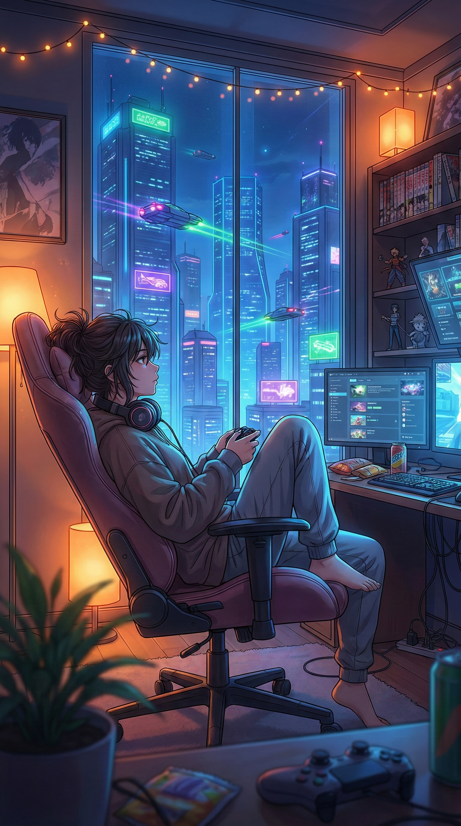 Cozy Cyberpunk Gaming Room - gaming wallpaper for Ghetto Wallpapers