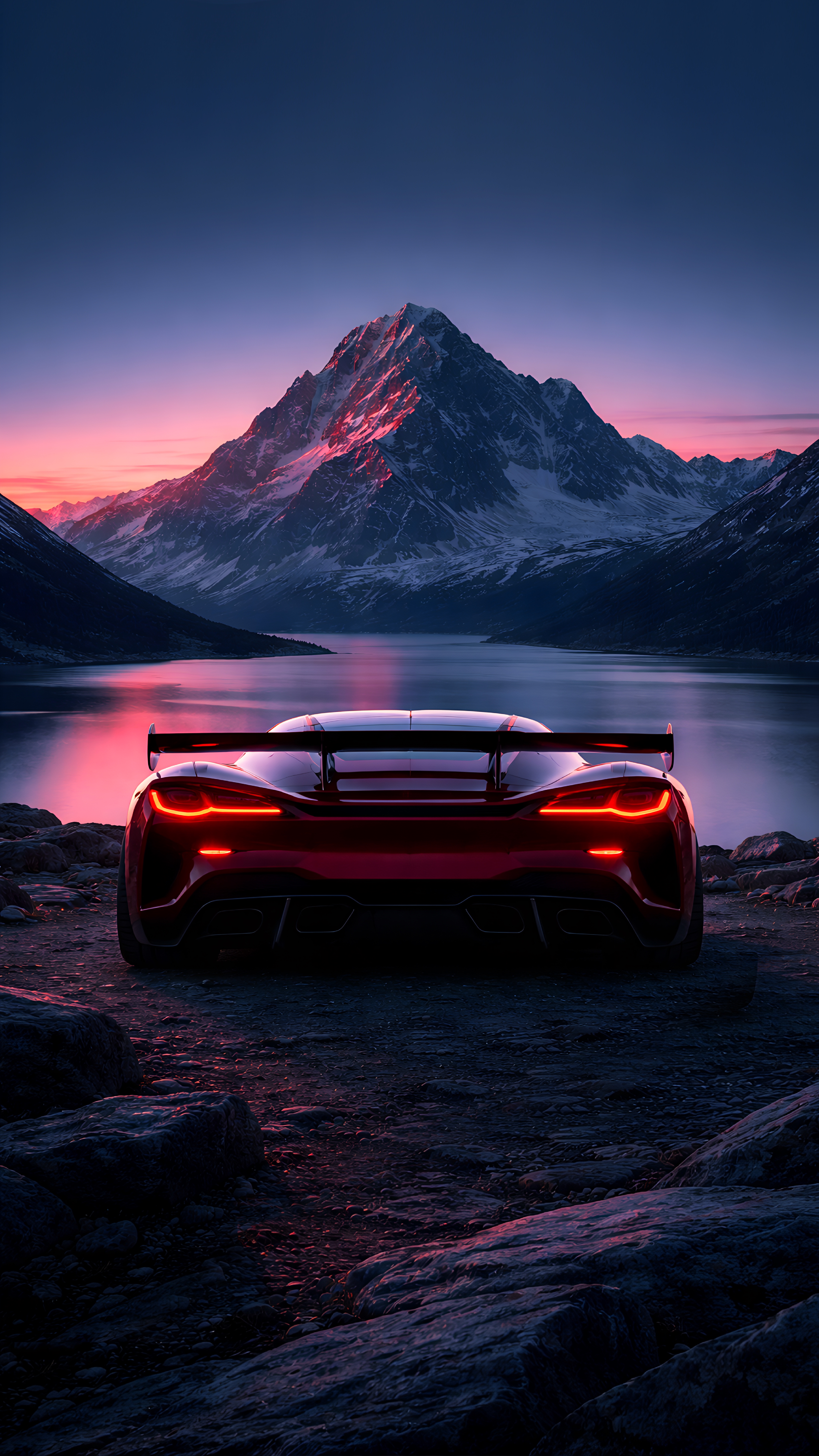Supercar at Sunset Lake - cars wallpaper for Ghetto Wallpapers