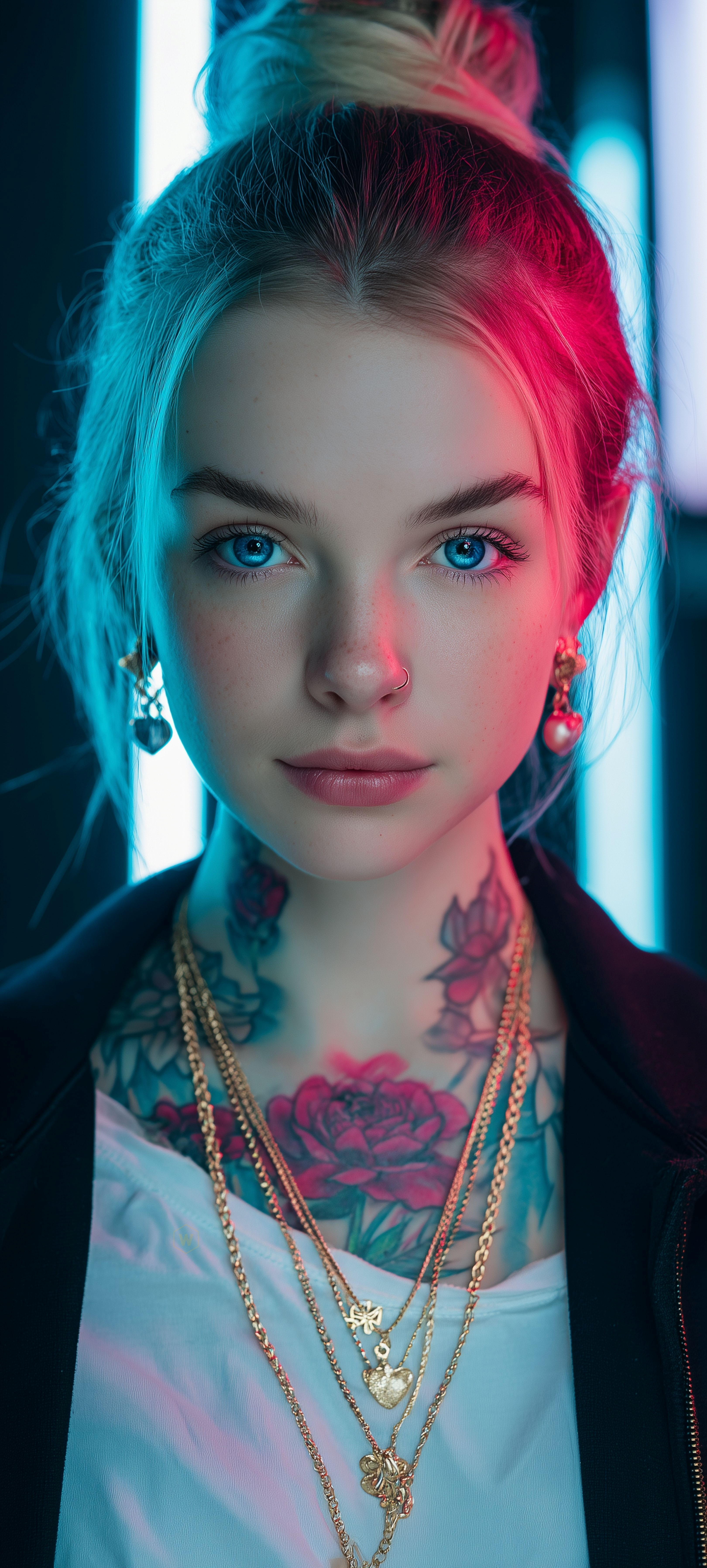 Neon Portrait Tattooed Girl - girl wallpaper for Ghetto Wallpapers