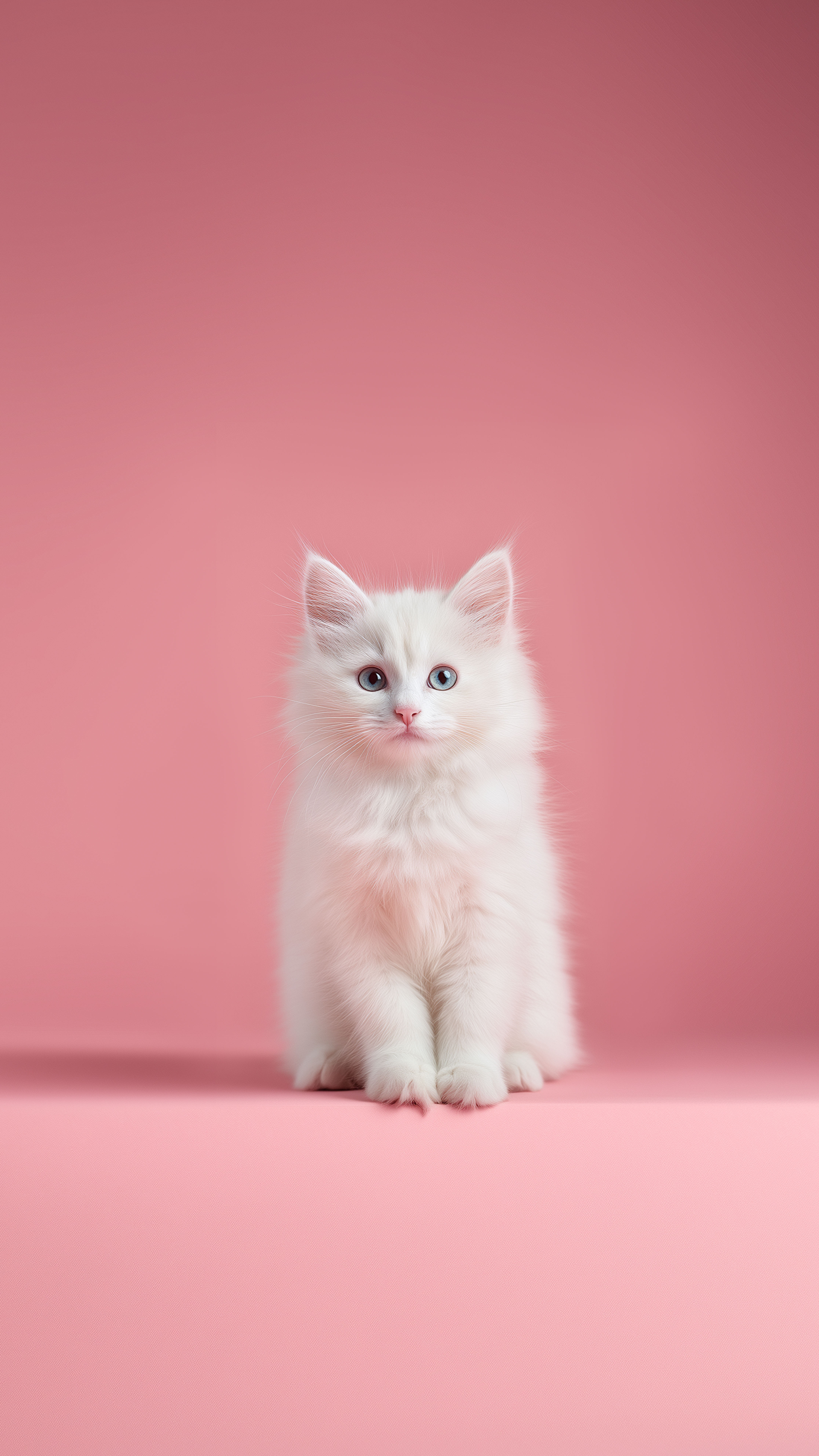 Fluffy White Kitten Portrait - kitten wallpaper for Ghetto Wallpapers