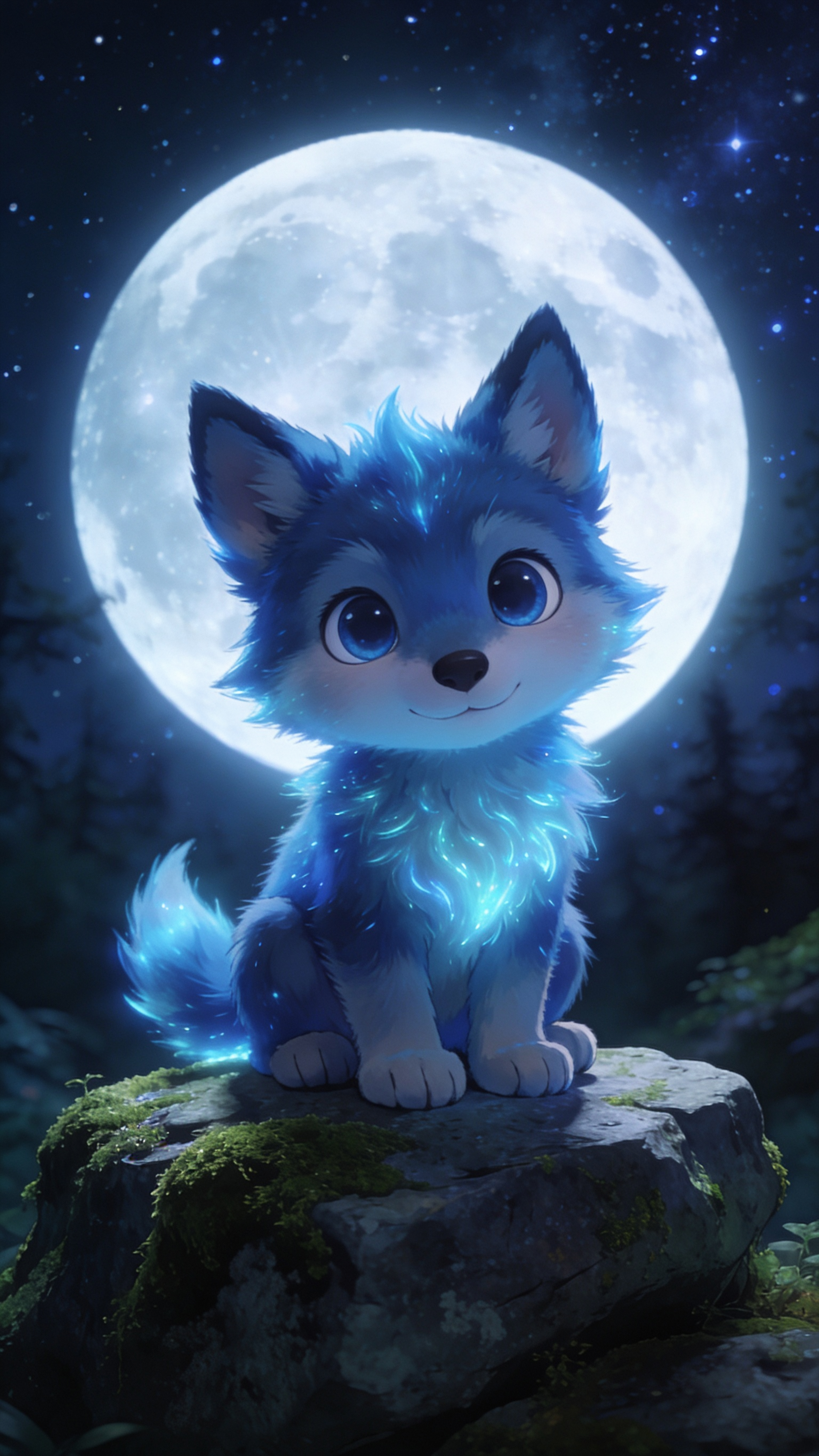 Glowing Blue Moon Wolf - wolf wallpaper for Ghetto Wallpapers
