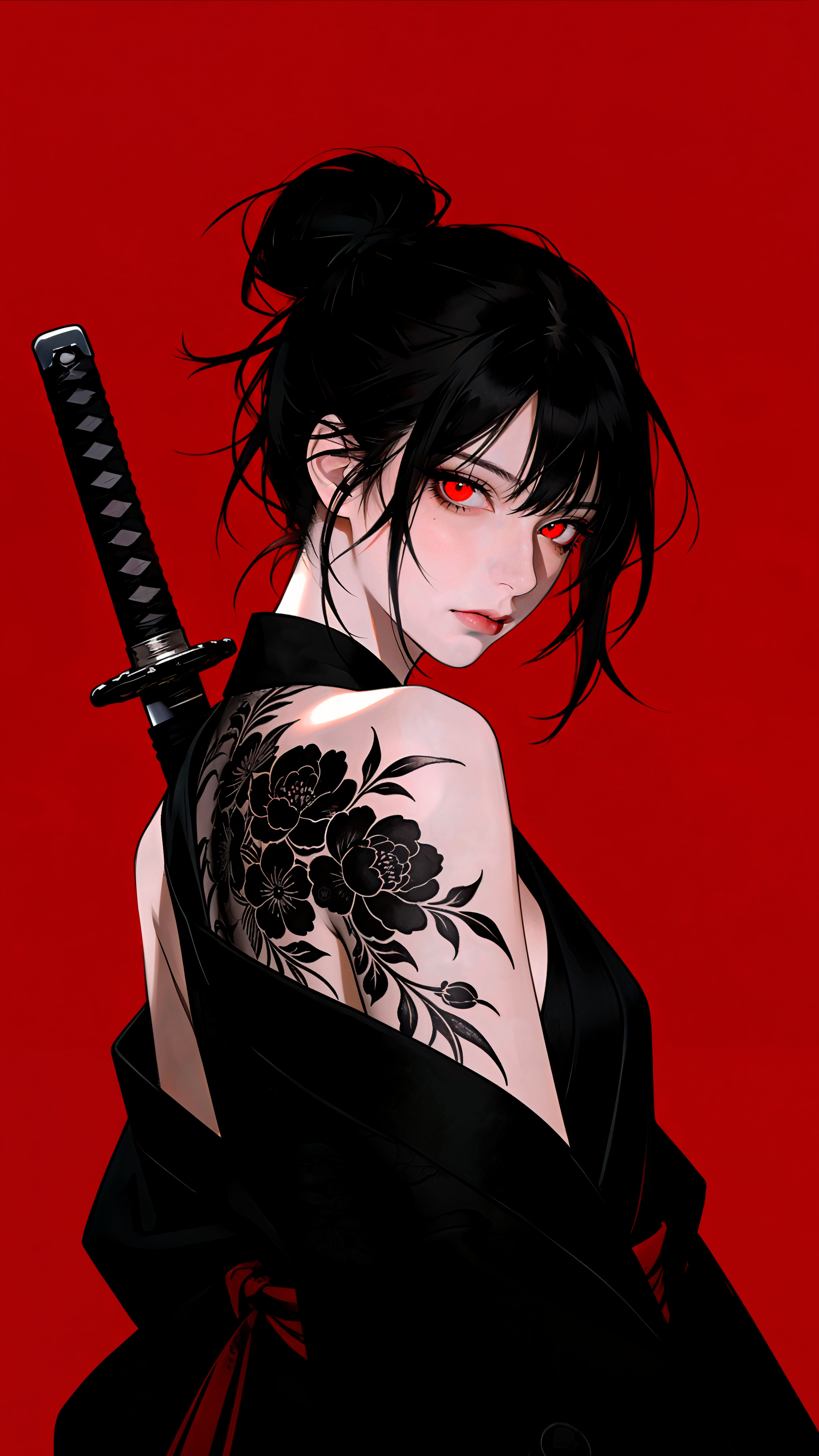 Red Eyed Samurai Girl - samurai wallpaper for Ghetto Wallpapers