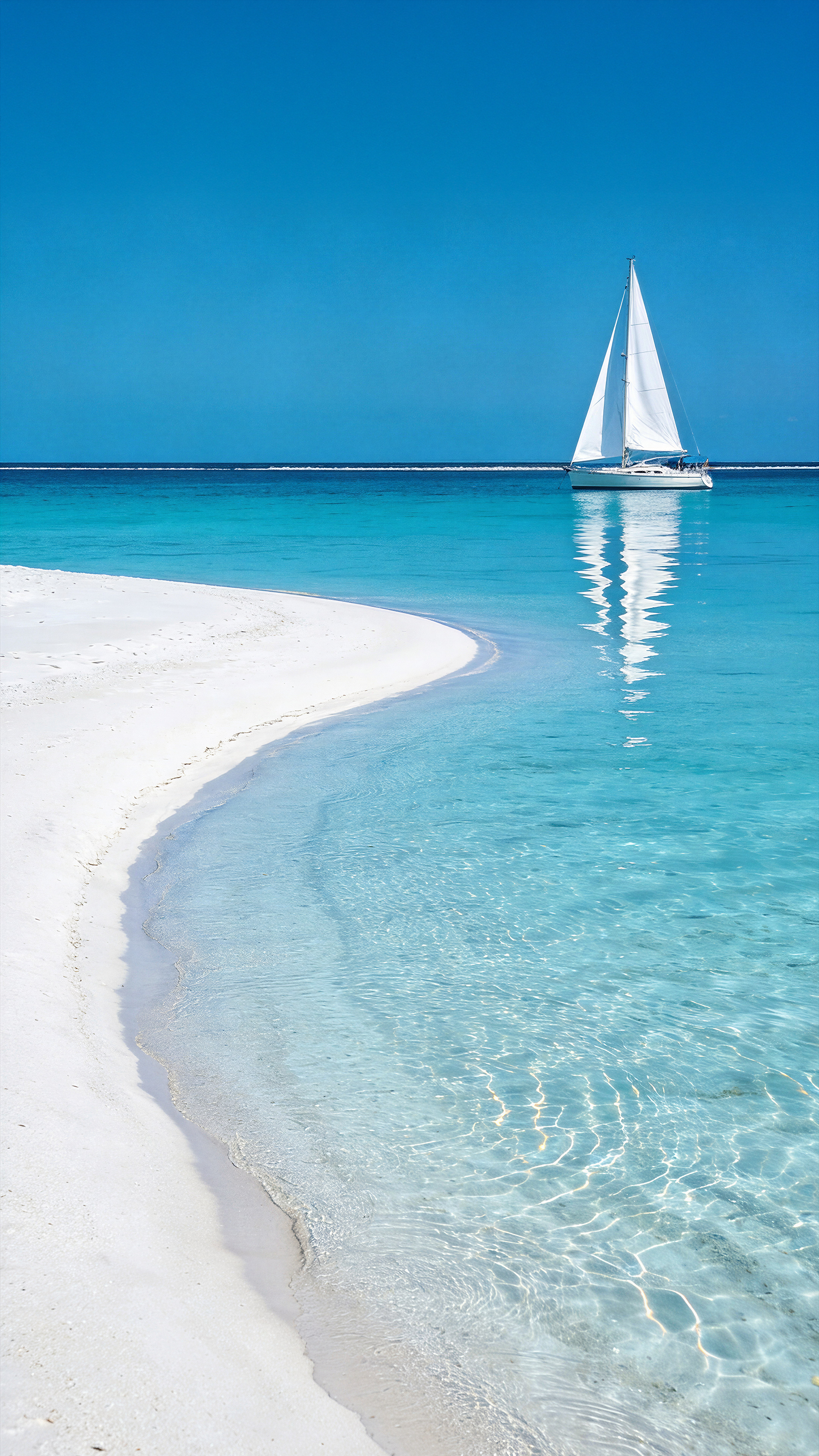 Sailboat on Tropical Beach - boat wallpaper for Ghetto Wallpapers