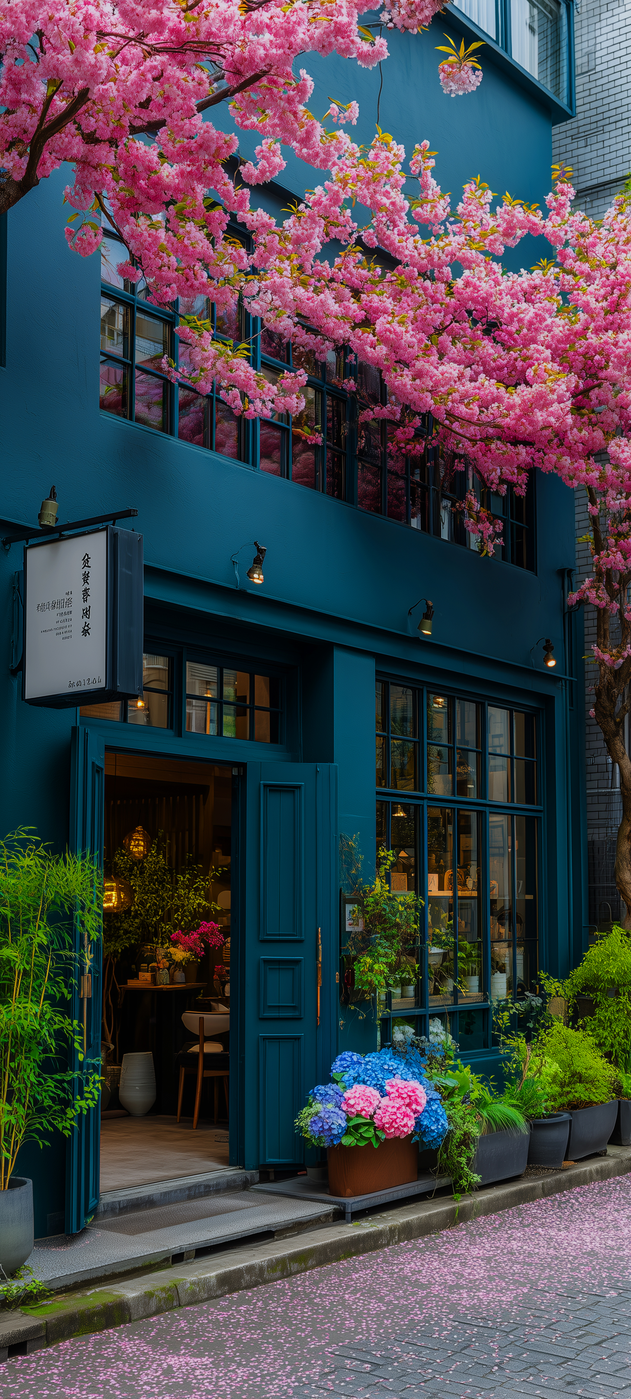 Cherry Blossom Cafe Exterior - flowers wallpaper for Ghetto Wallpapers