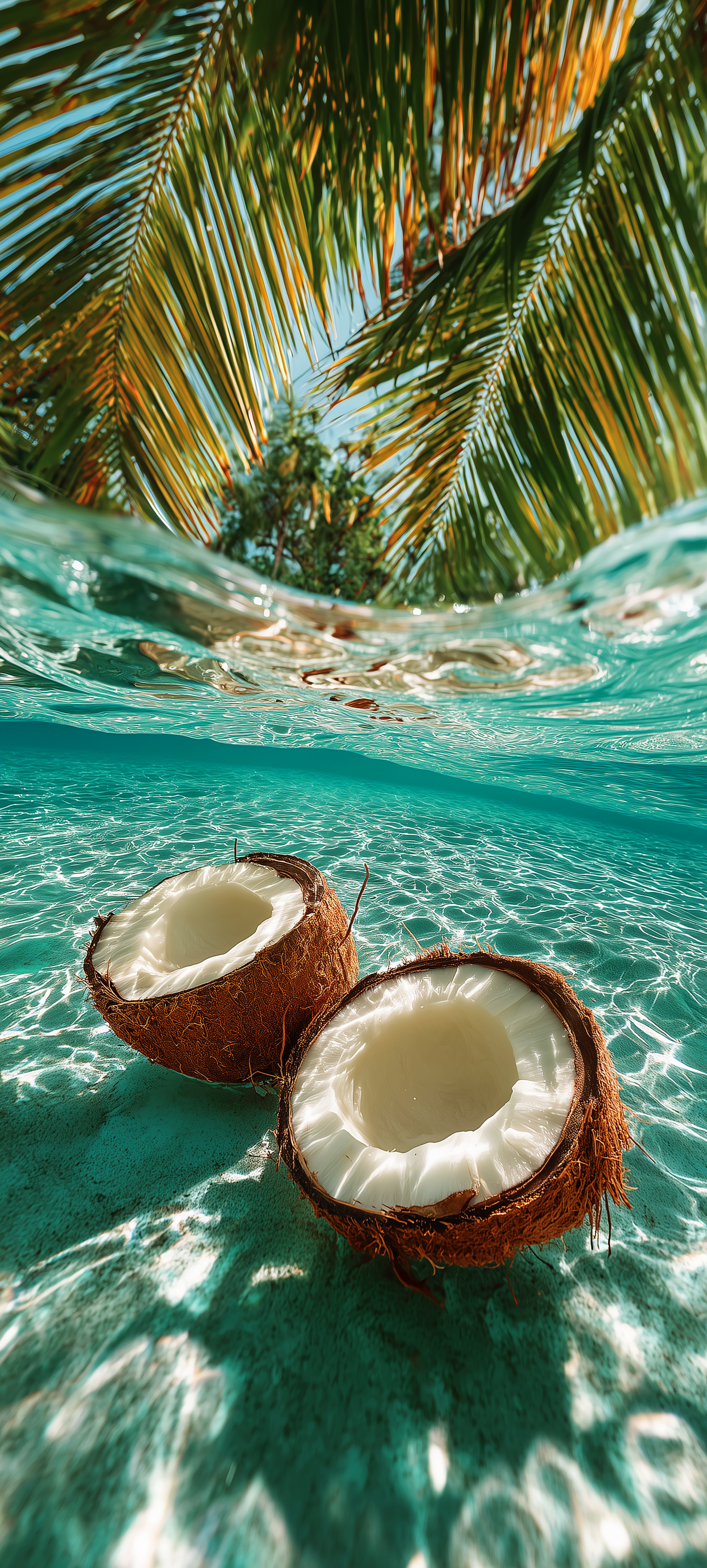 Coconut Tropical Beach Scene - tropical wallpaper for Ghetto Wallpapers