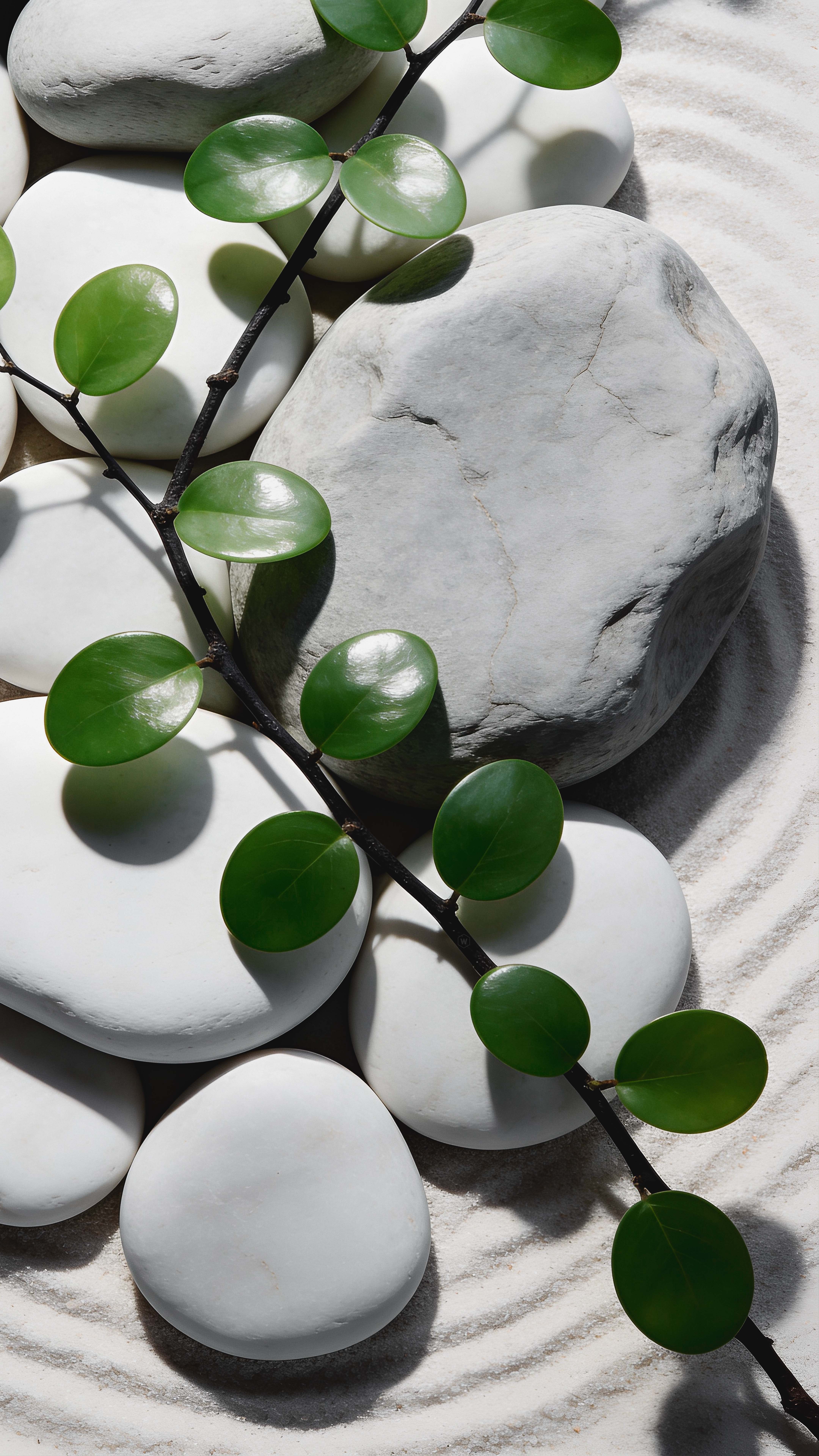 Zen Garden Stone Leaves - minimal wallpaper for Ghetto Wallpapers