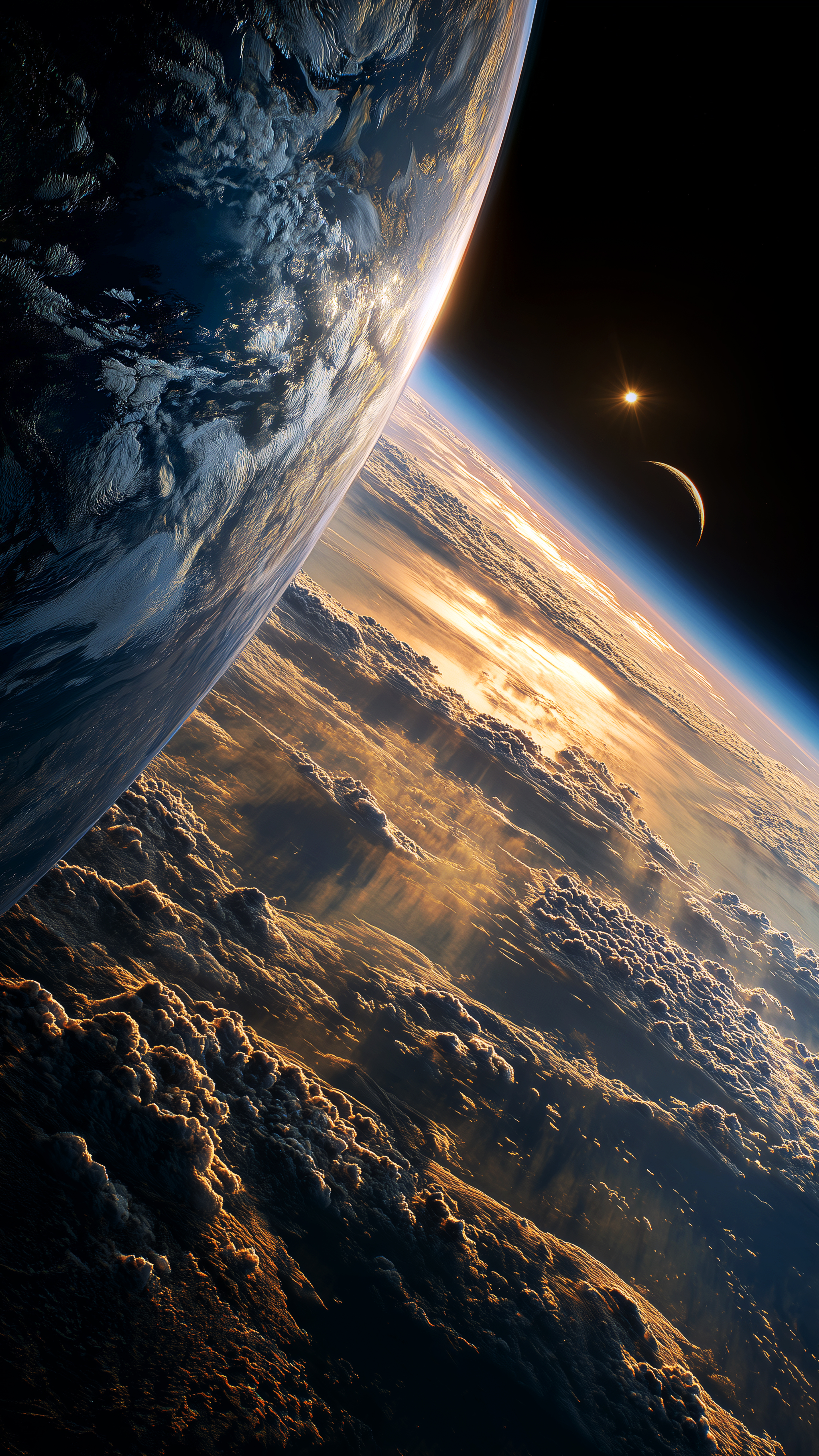 Golden Earth Orbit View - space wallpaper for Ghetto Wallpapers