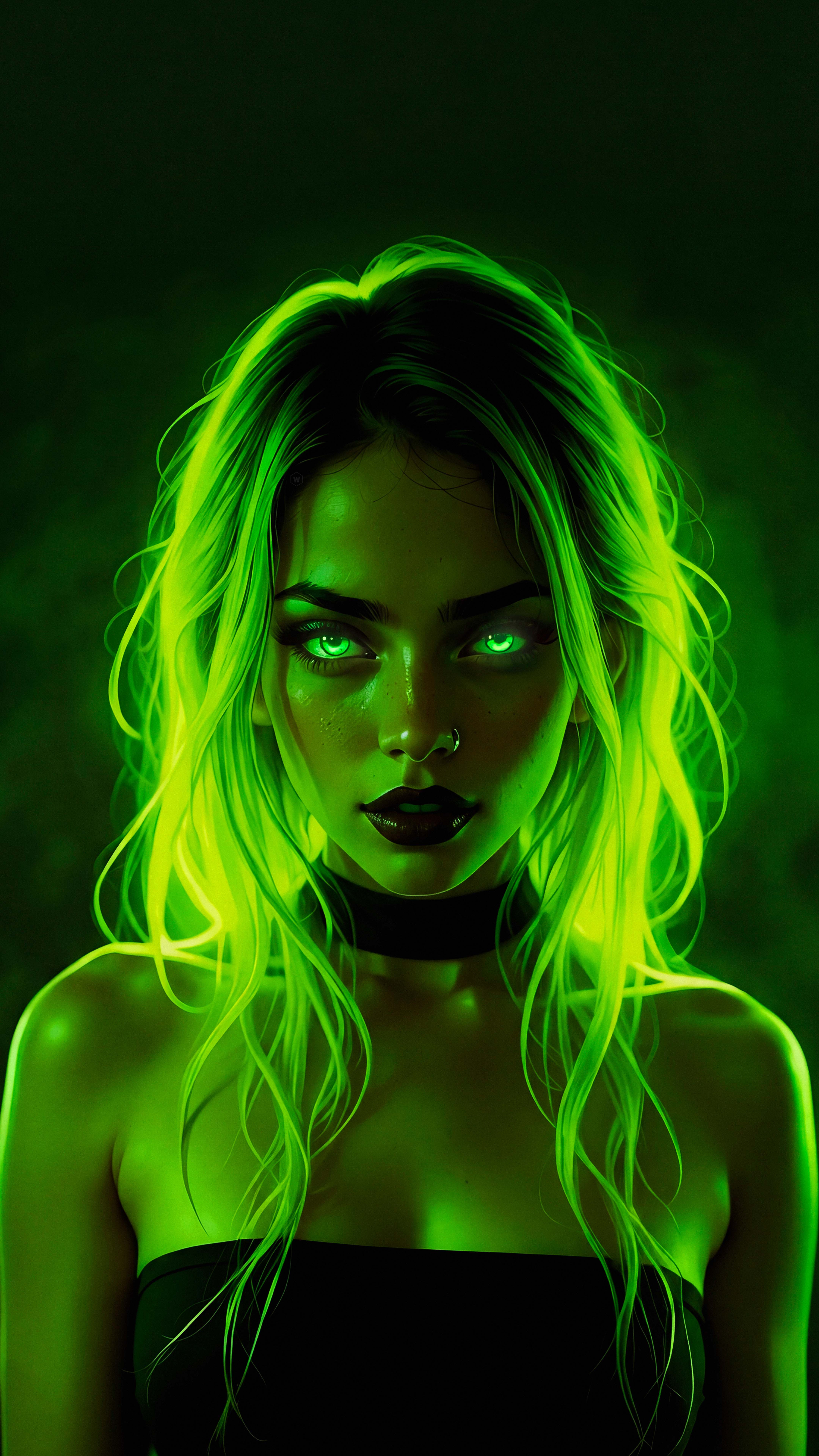 Glowing Green Neon Girl - girl wallpaper for Ghetto Wallpapers