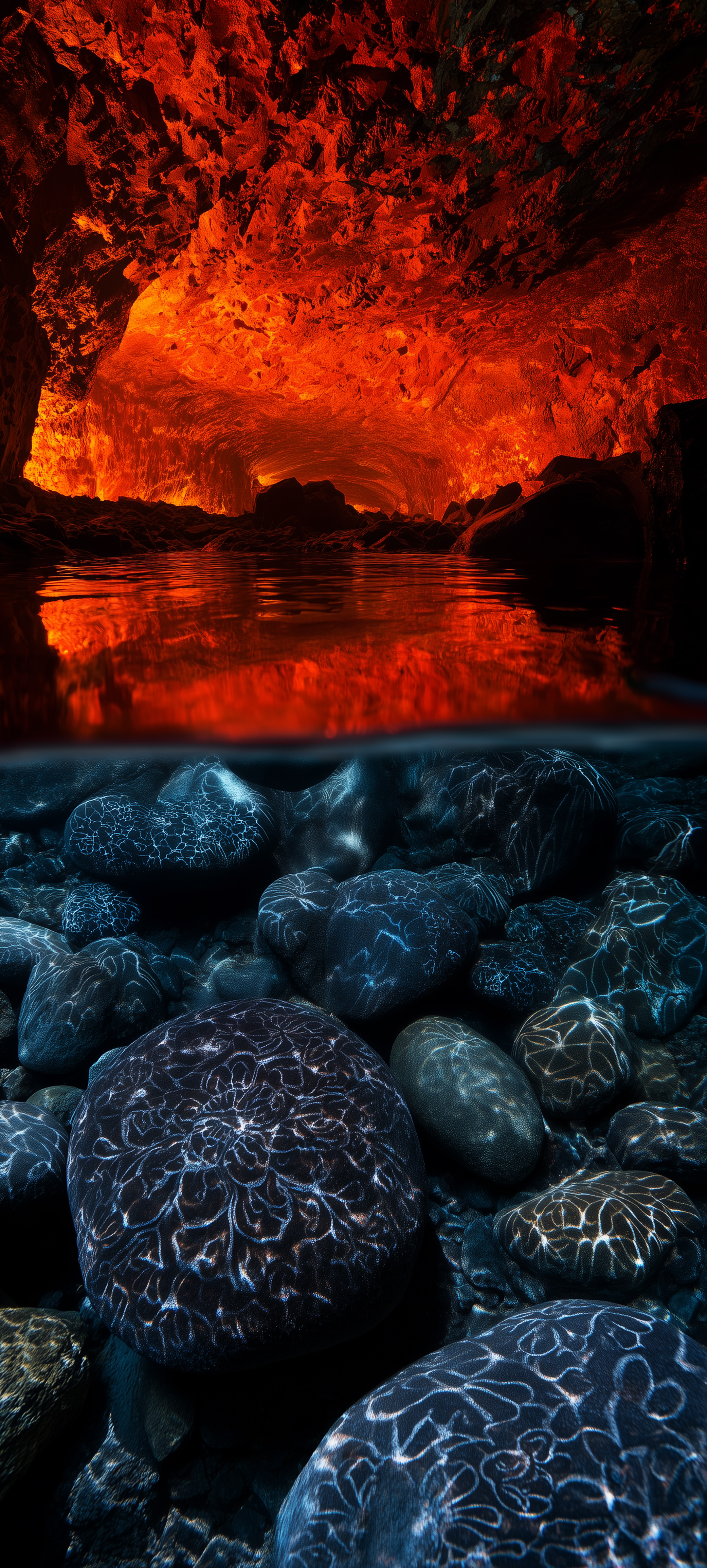 Fiery Cave Water Split - nature wallpaper for Ghetto Wallpapers