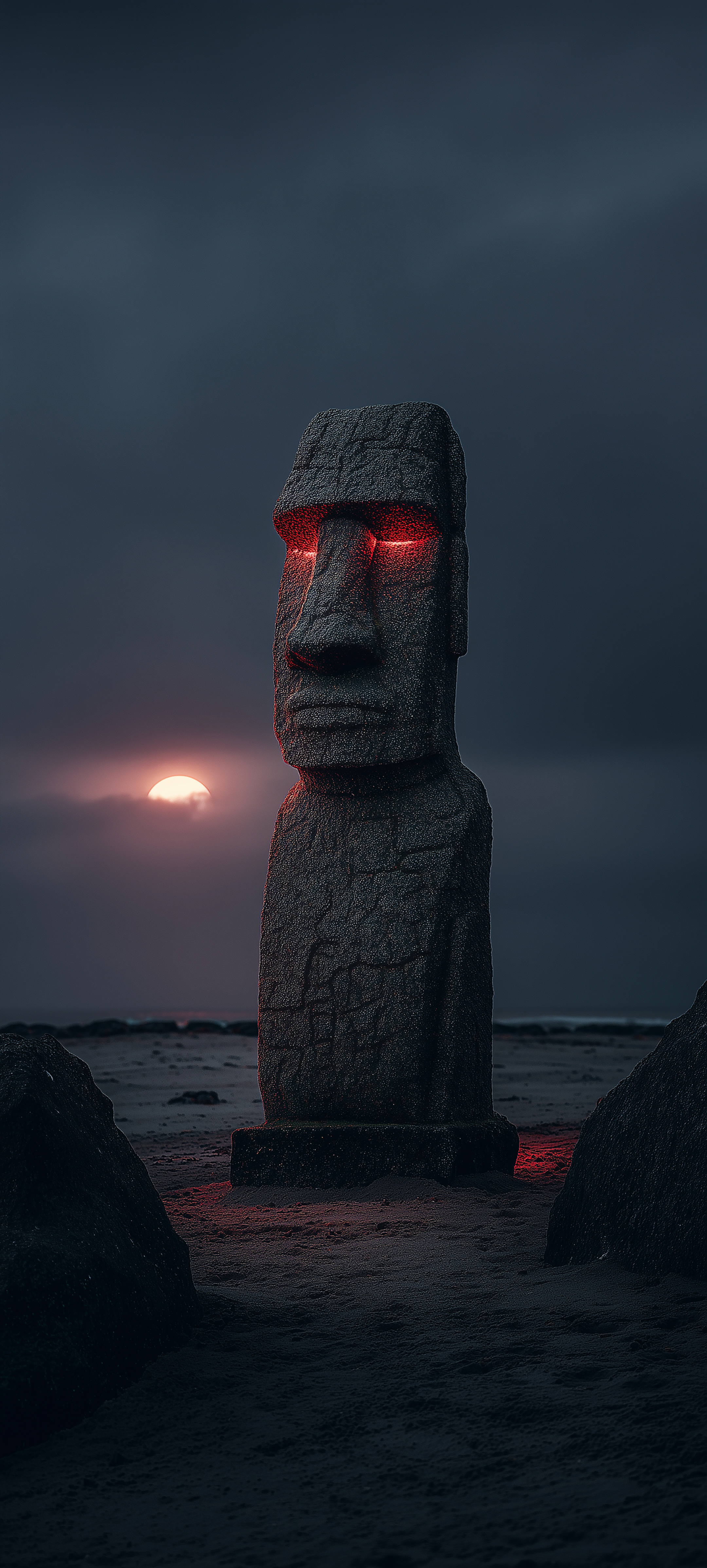 Glowing Moai Statue Sunset - sculpture wallpaper for Ghetto Wallpapers