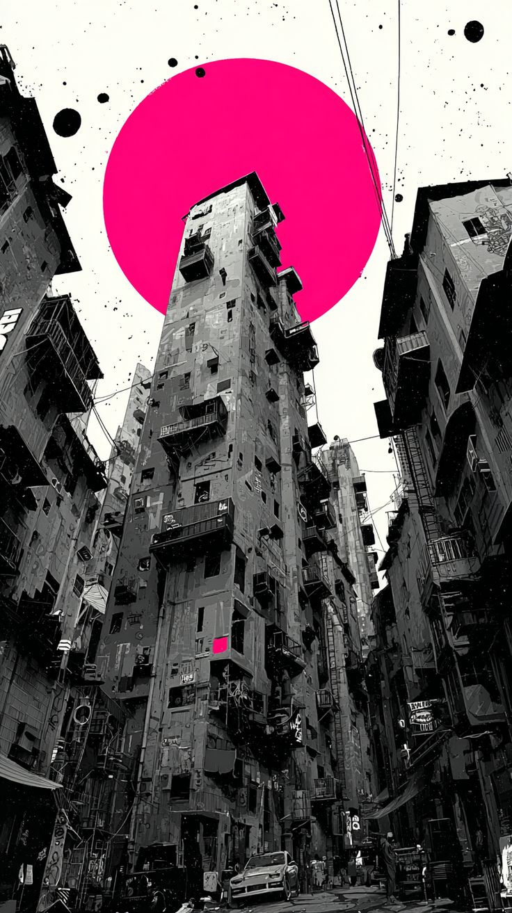 Pink Moon Urban Tower - city wallpaper for Ghetto Wallpapers