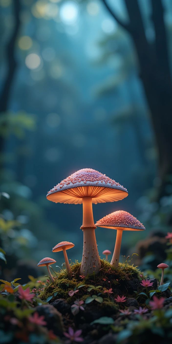 Glowing Forest Mushrooms - nature wallpaper for Ghetto Wallpapers