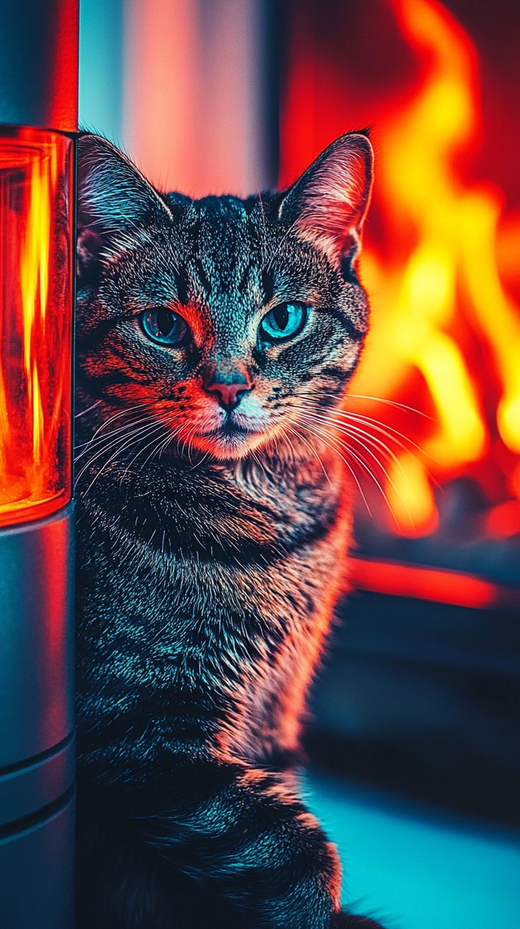 Fiery Feline Portrait - dope wallpaper for Ghetto Wallpapers