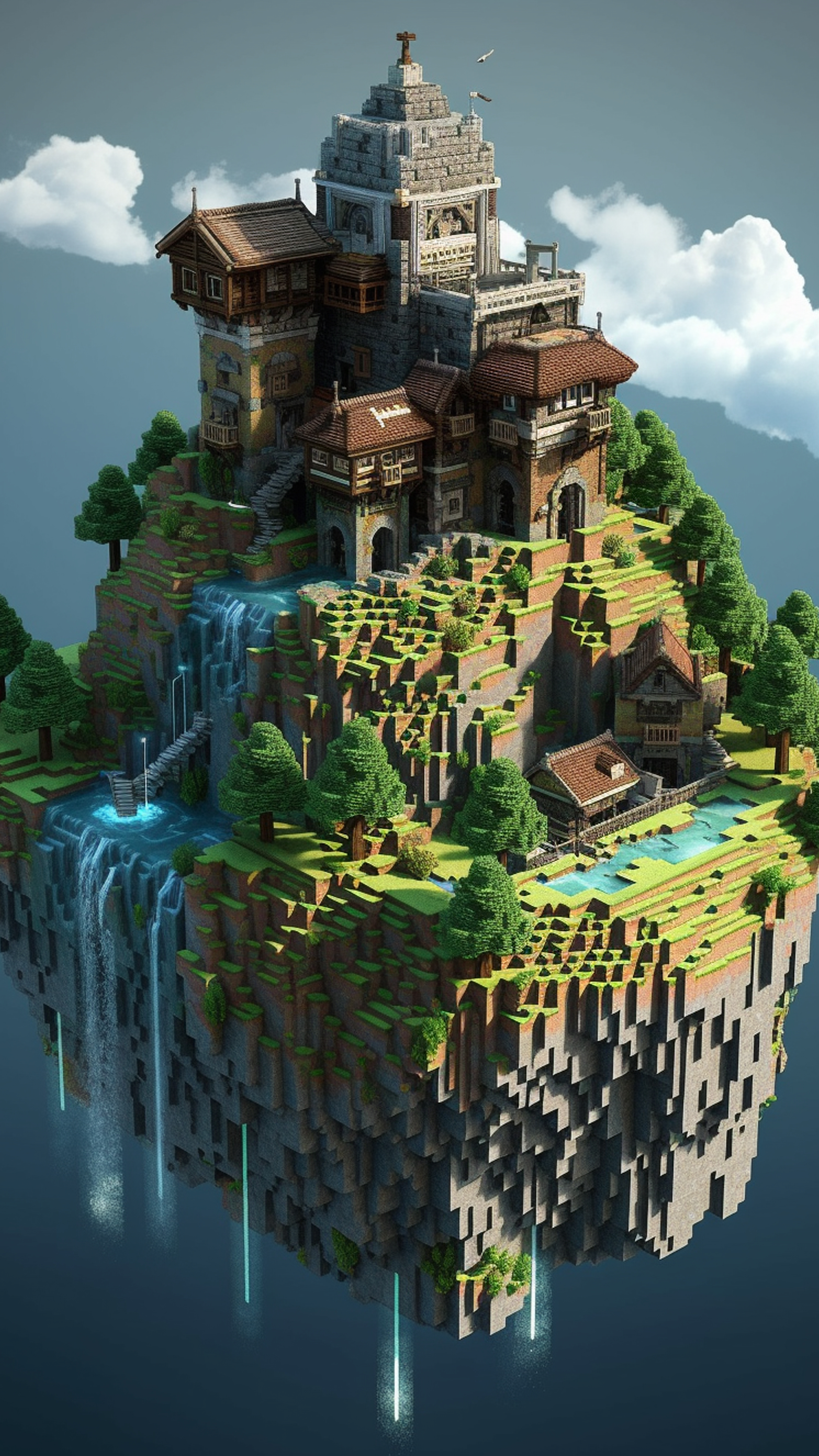 Floating Minecraft Island Castle - minecraft wallpaper for Ghetto Wallpapers