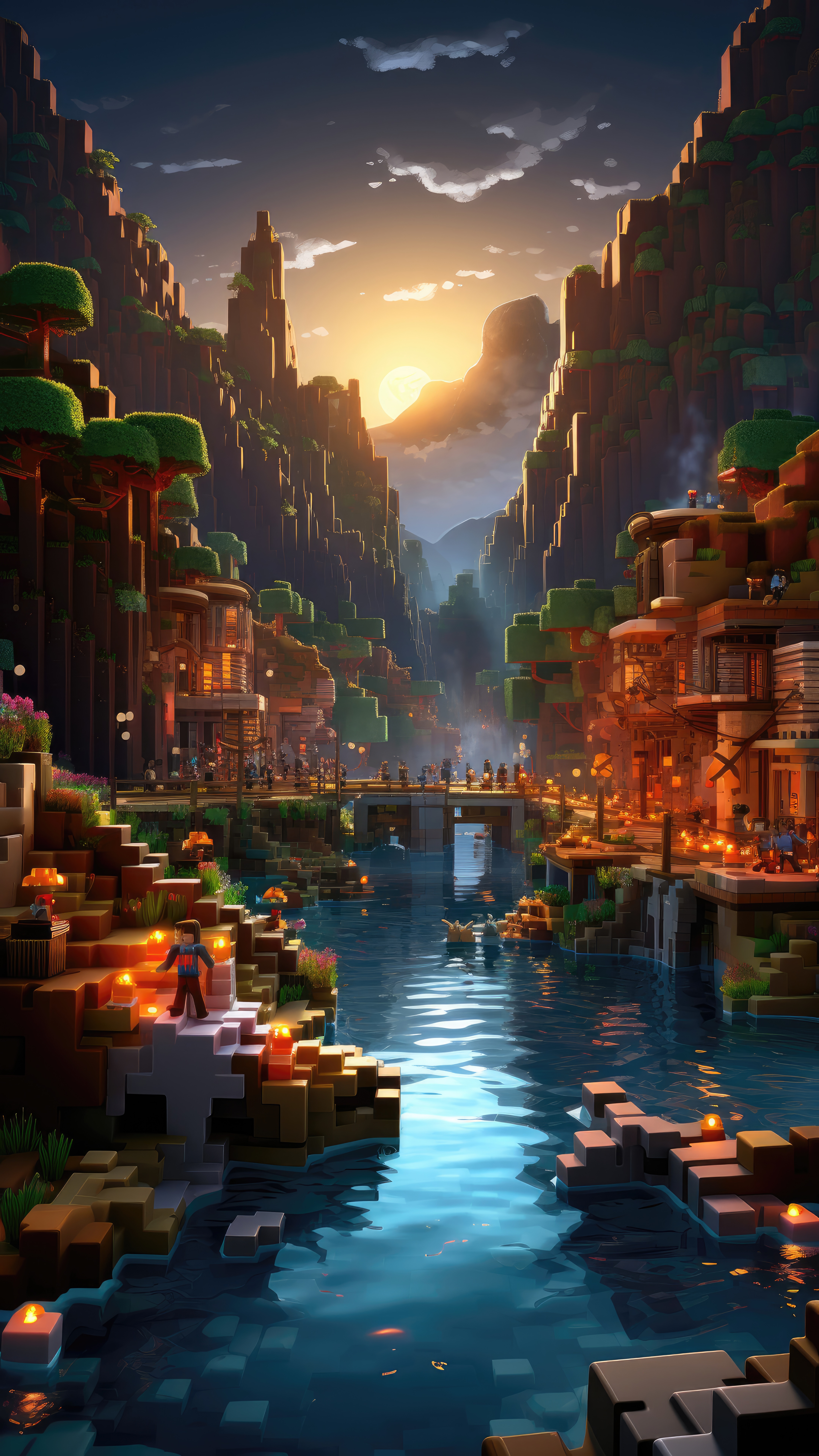 Minecraft River Village - minecraft wallpaper for Ghetto Wallpapers