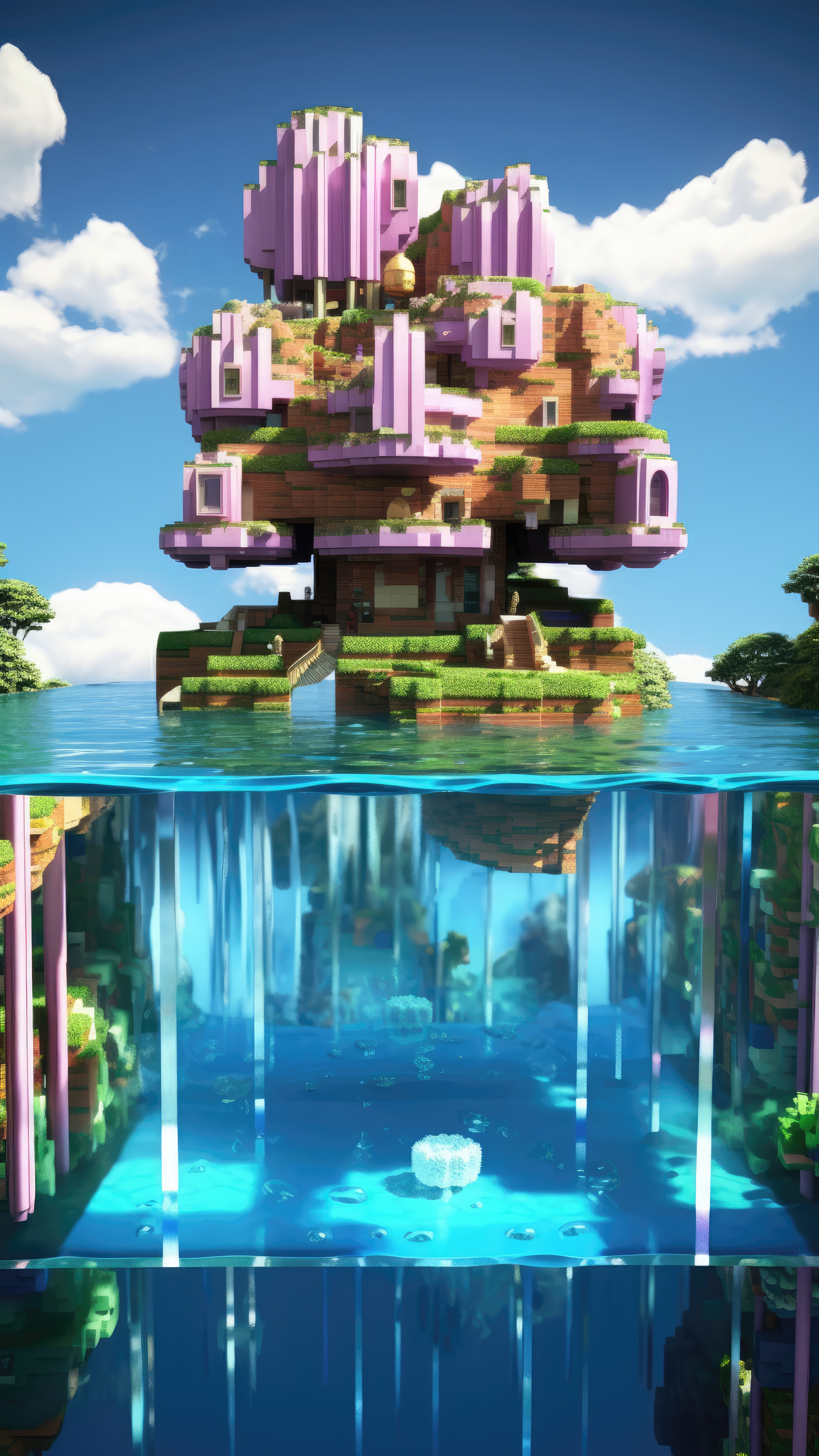 Pixelated Island Oasis - minecraft wallpaper for Ghetto Wallpapers