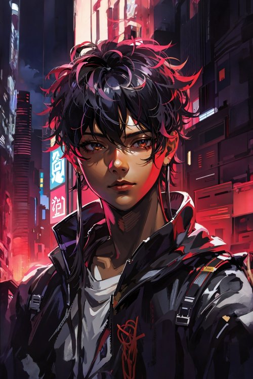 Cyberpunk Anime Boy Portrait