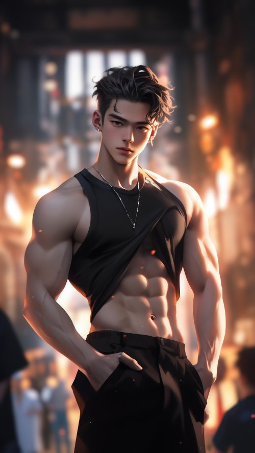 Muscular Anime Boy Portrait - anime boy Wallpaper