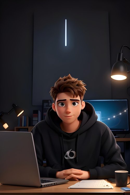 Young Gamer at Desk - anime boy Wallpaper