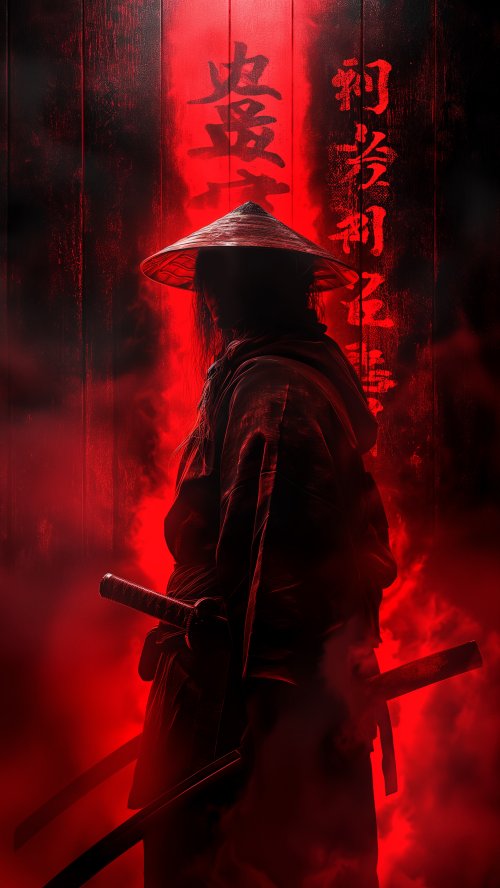 Red Neon Samurai Warrior - Related Ghetto Wallpapers wallpaper