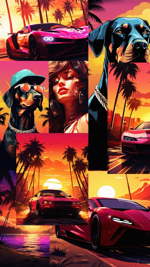 Retro Synthwave Summer Collage - Related Ghetto Wallpapers wallpaper