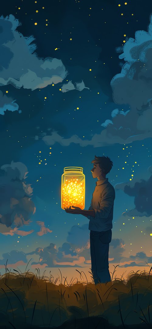 Boy Holding Fireflies Jar - Related Ghetto Wallpapers wallpaper