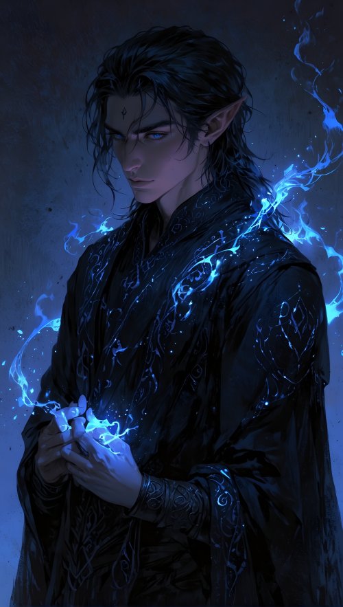 Mystic Elf Blue Magic - anime boy Wallpaper
