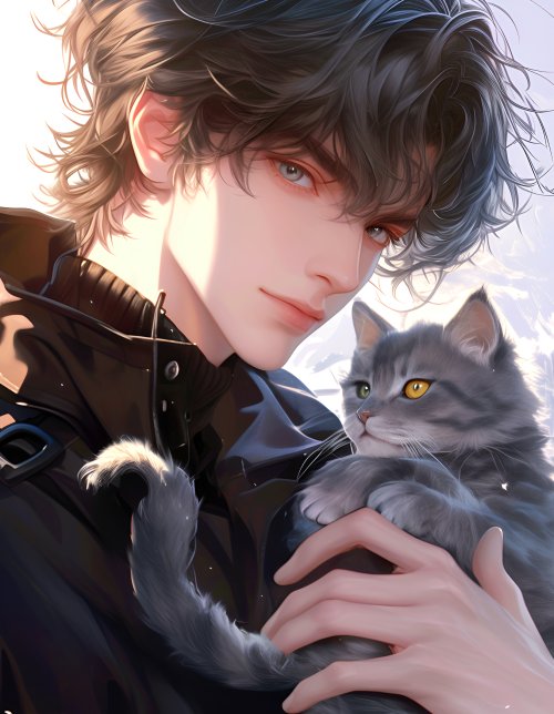 Anime Boy With Cat - anime boy Wallpaper