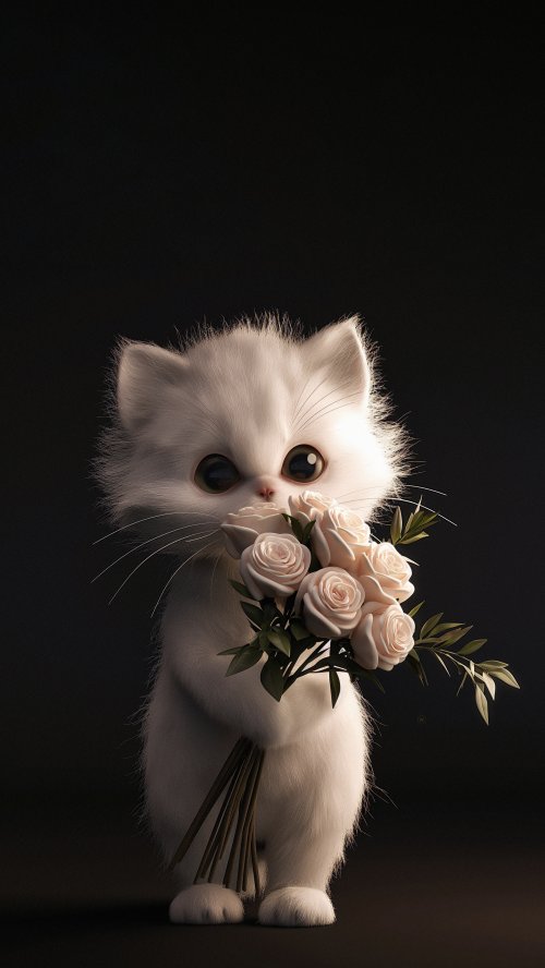 Cute Kitten With Roses - Related Ghetto Wallpapers wallpaper