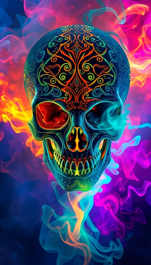 Neon Smoke Skull Art - Related Ghetto Wallpapers wallpaper